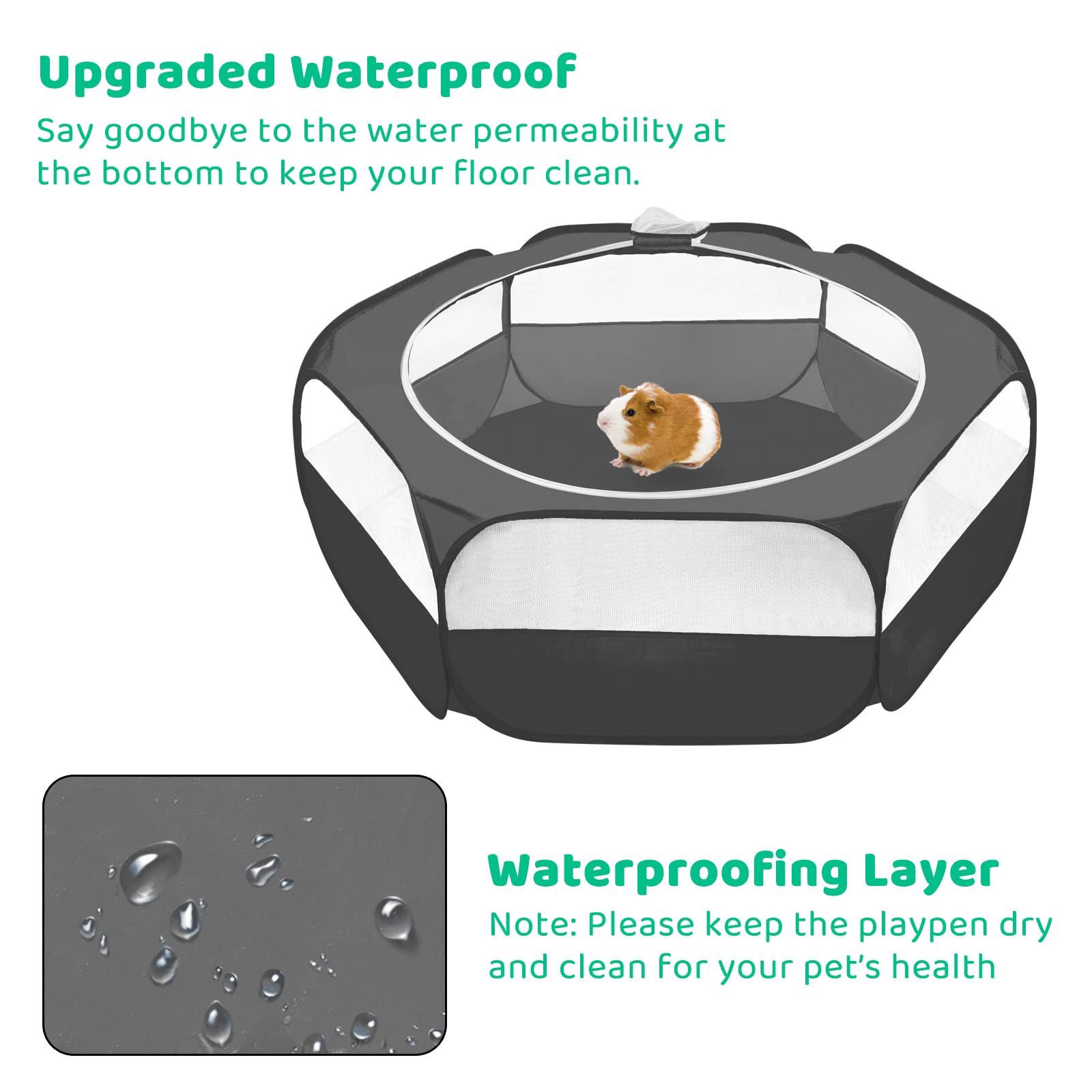 Amakunft Guinea Pig Playpen With Cover, Hamster Playpen With Top, Rabbit Pop Up Playpen With Roof, Small Animal Play Pen Indoor,