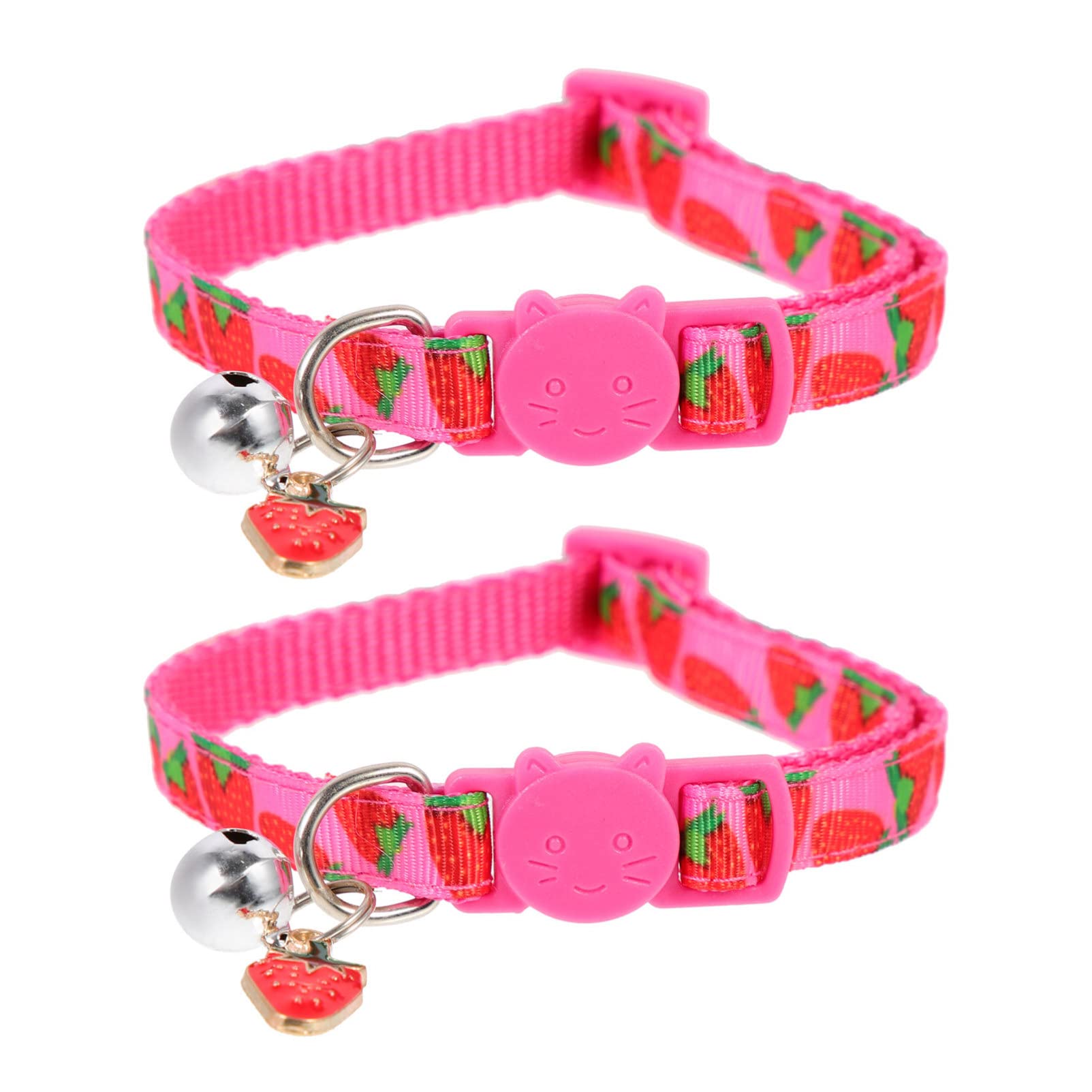 Mipcase 2Pcs Cat Collar With Bell Strawberry Printing Cat Collar Lightweight Cat Collar Pet Collar Decor Pendulum Necklace