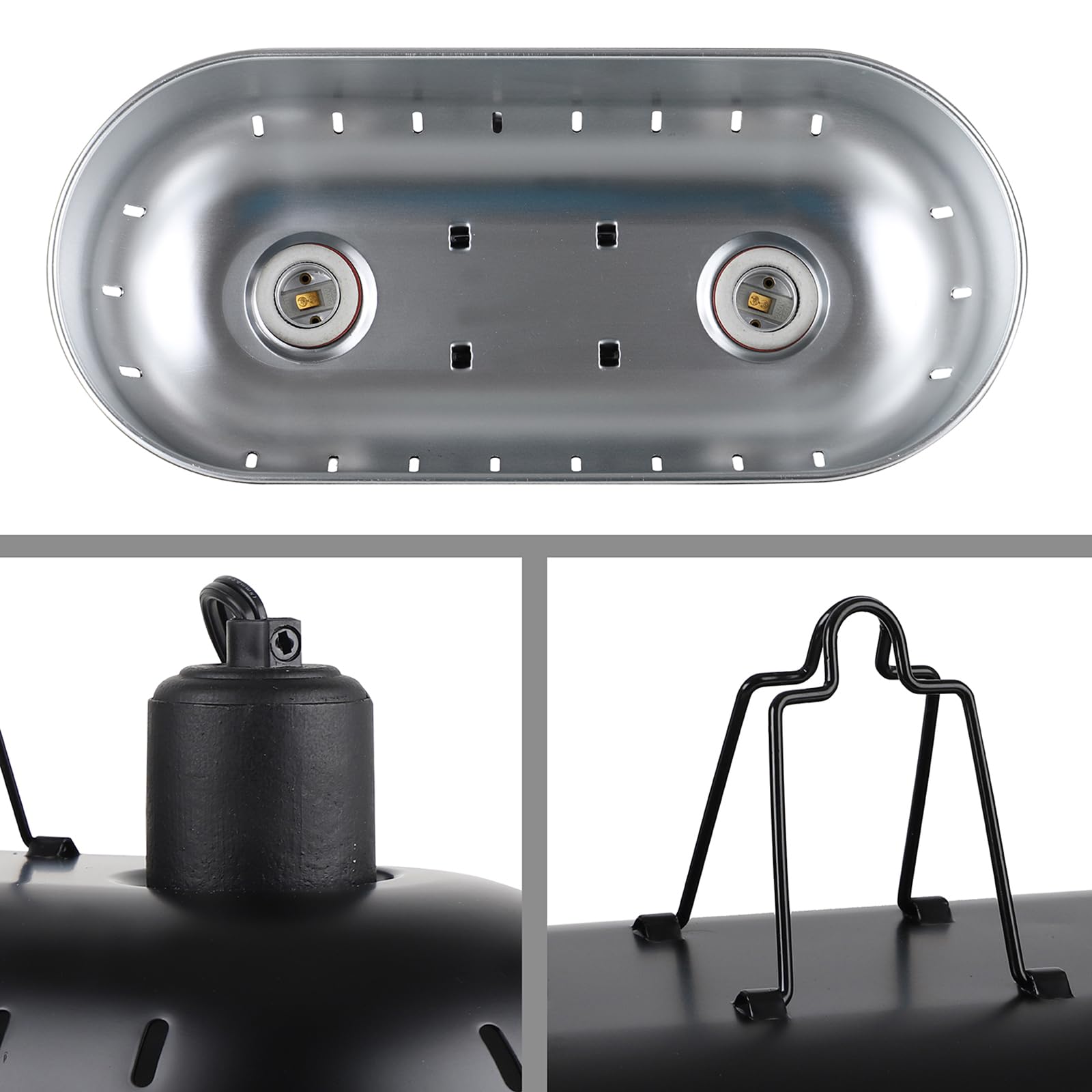 DXOPHIEX 15 inch Dual Reptile Light Fixture, Max 150W Dual Dome Reptile Heat Lamp with 100W Basking Bulb&Infrared Heat Lamp, UVB