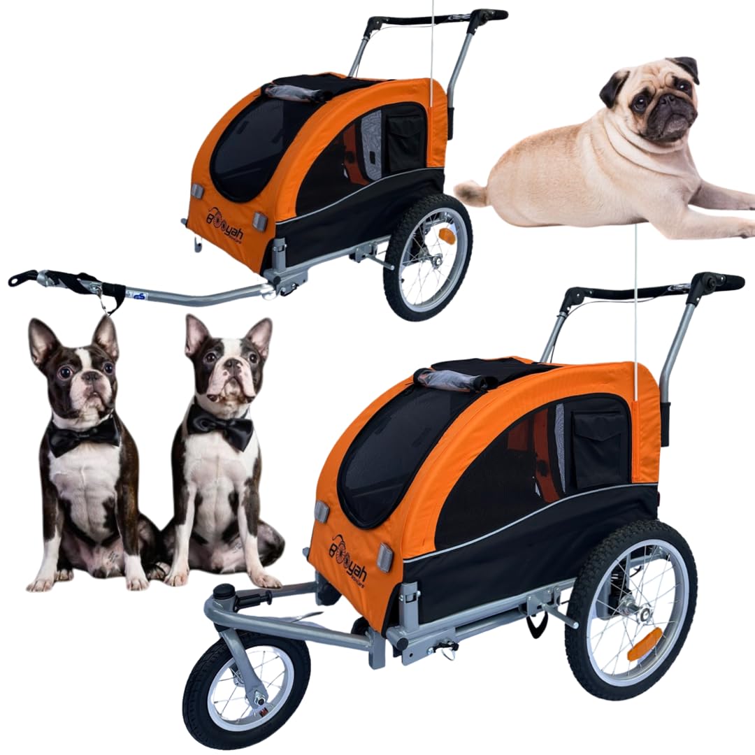 Booyah Medium Dog Stroller & Pet Bike Trailer And With Suspension - Florescent Green
