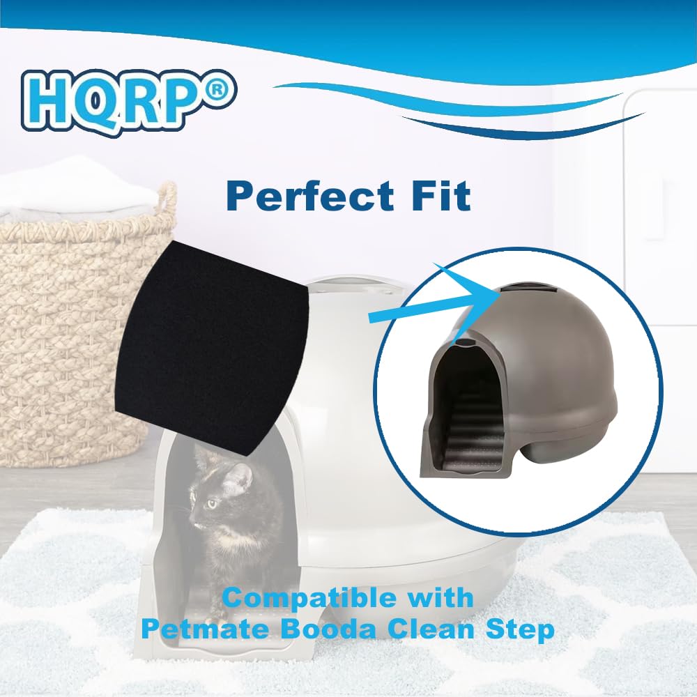 Hqrp 8-Pack Cat Litter Box Replacement Carbon Filters Compatible With Petmate Booda Clean Step, Activated Carbon Charcoal Filter