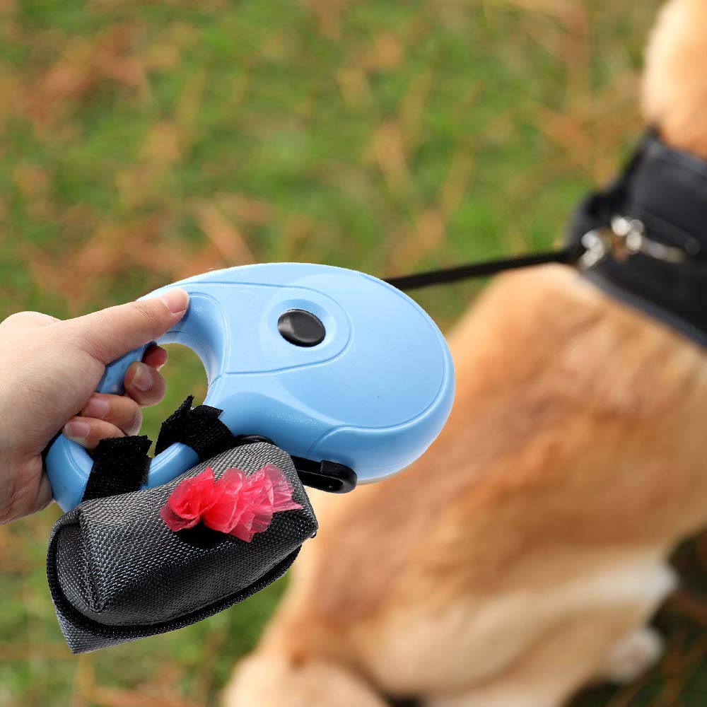 Slson Pet Waste Bag Dispenser Zippered Pouch,Portable Dog Poop Bag Holder Leash Attachment Lightweight Fabric Bags (Light Grey)