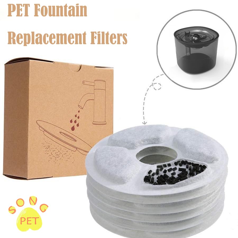 Cat Water Fountain Filters, 6 Pack Cat & Dog Fountain Replacement Filters With Paper Box, Pet Fountain Filter Fit For 61Oz/1.8L