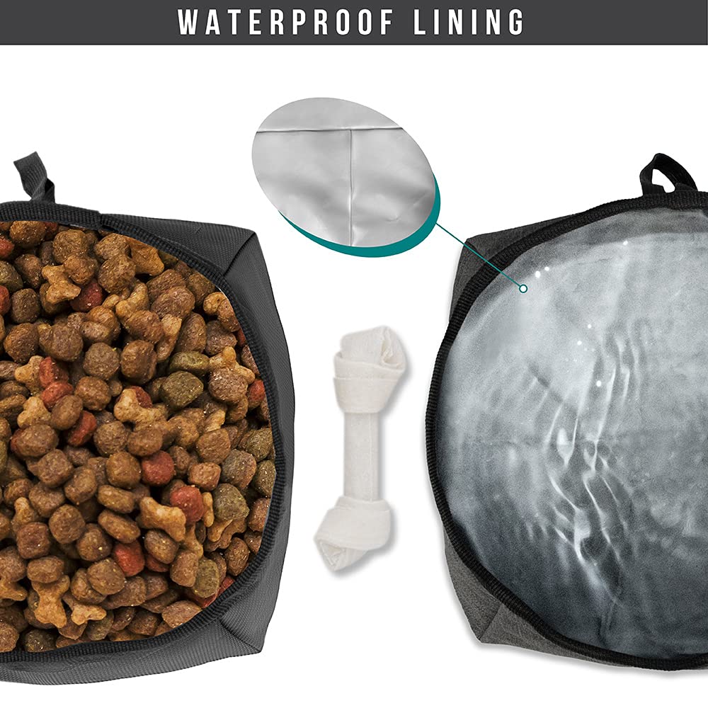 PetAmi Dog Food Travel Bag | Kibble Carrier for Dogs with Collapsible Dog Water Bowls Kit | Pet Food Travel Container Storage fo