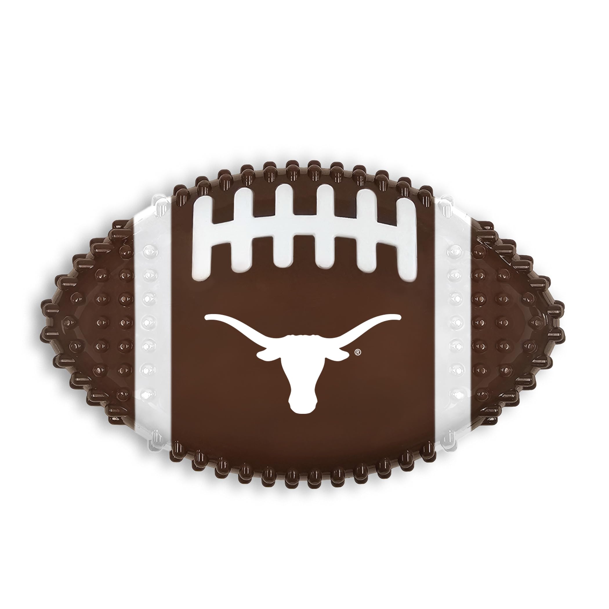 Ncaa Texas Longhorns Mega-Chew Hard Nylon Bacon-Flavored Dog Bone Football Chew Toy. Interactive Tasty & Fun Dog Chew Toy. Indes
