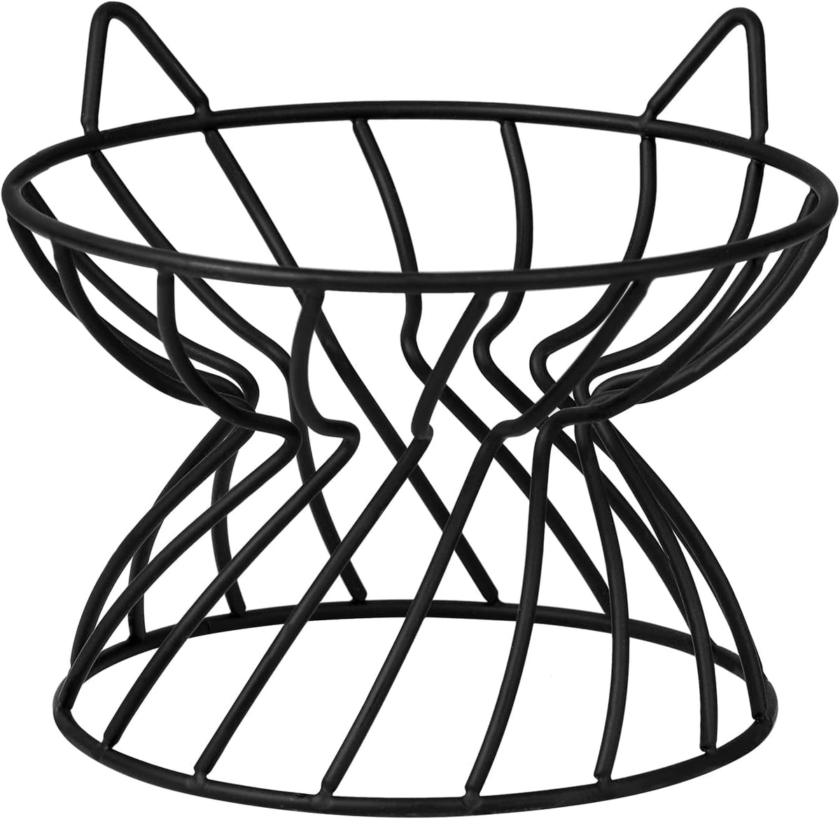 Metal Stand For Cat Bowls - Raised Cat Bowl Holder With Anti Slip Sleeves - Lifted Black Iron Cat Bowl Stand Anti Vomiting - Stress Free Eating And Drinking - Backflow Prevention - 5.9 X 4.7 Inches