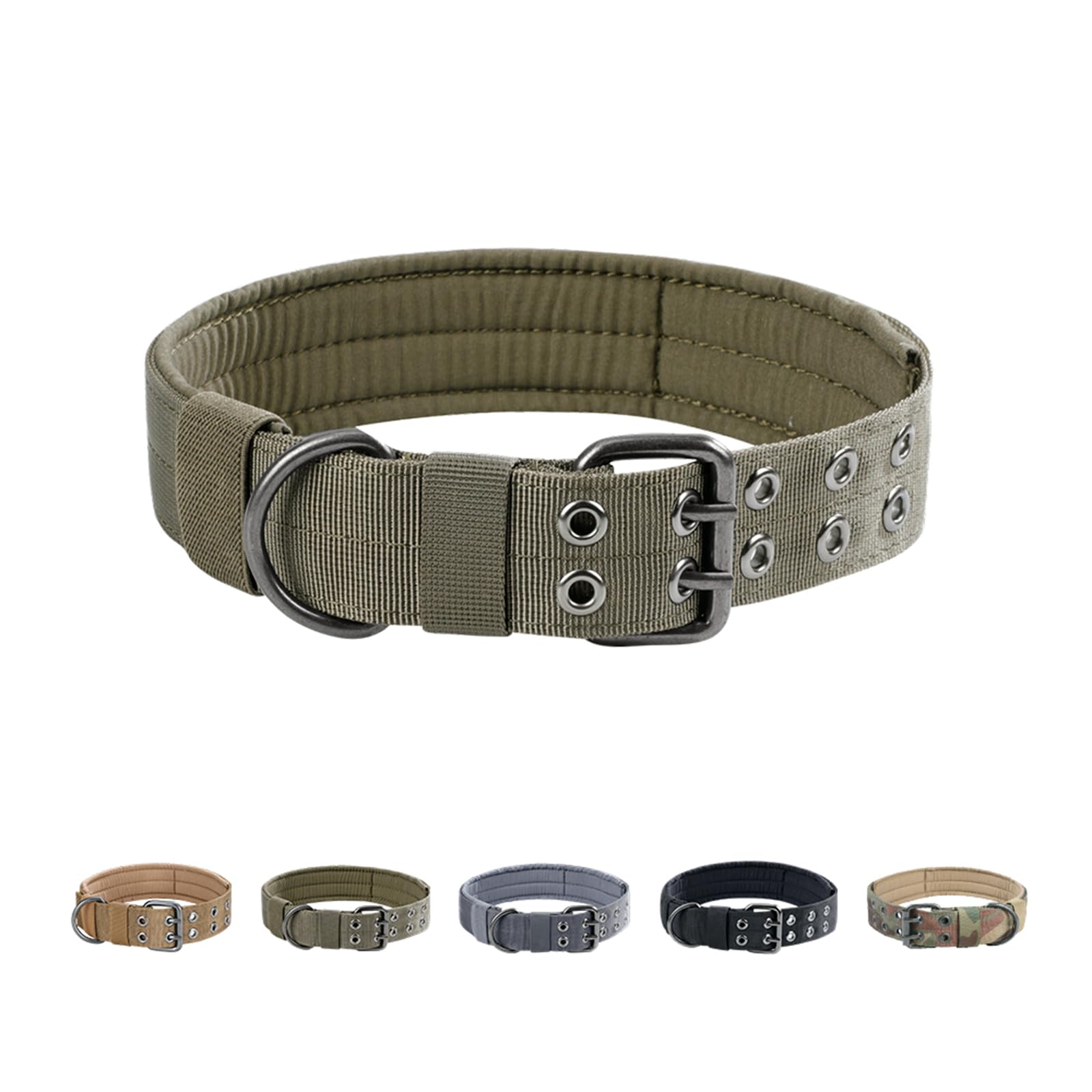Excellent Elite Spanker 1.5' Width Military Dog Collar Adjustable Metal D Ring & Buckle Working Dog Collar For Medium Large Dogs(Ranger Green-L)