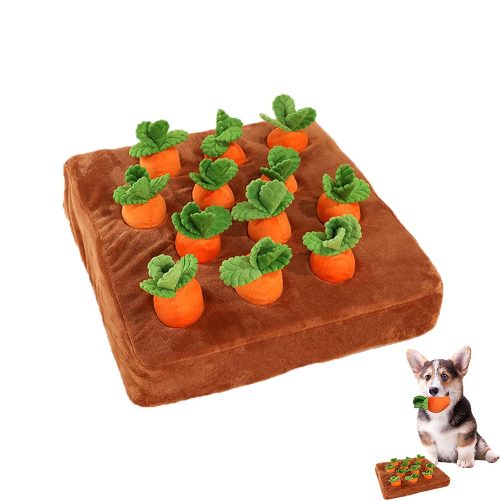 DIYGIFF Carrot Dog Toys-Carrot Snuffle Mat for Dogs,Interactive Dog Plush Puzzle Toys,2 in 1 Non-Slip Nosework Feed Games Pet St