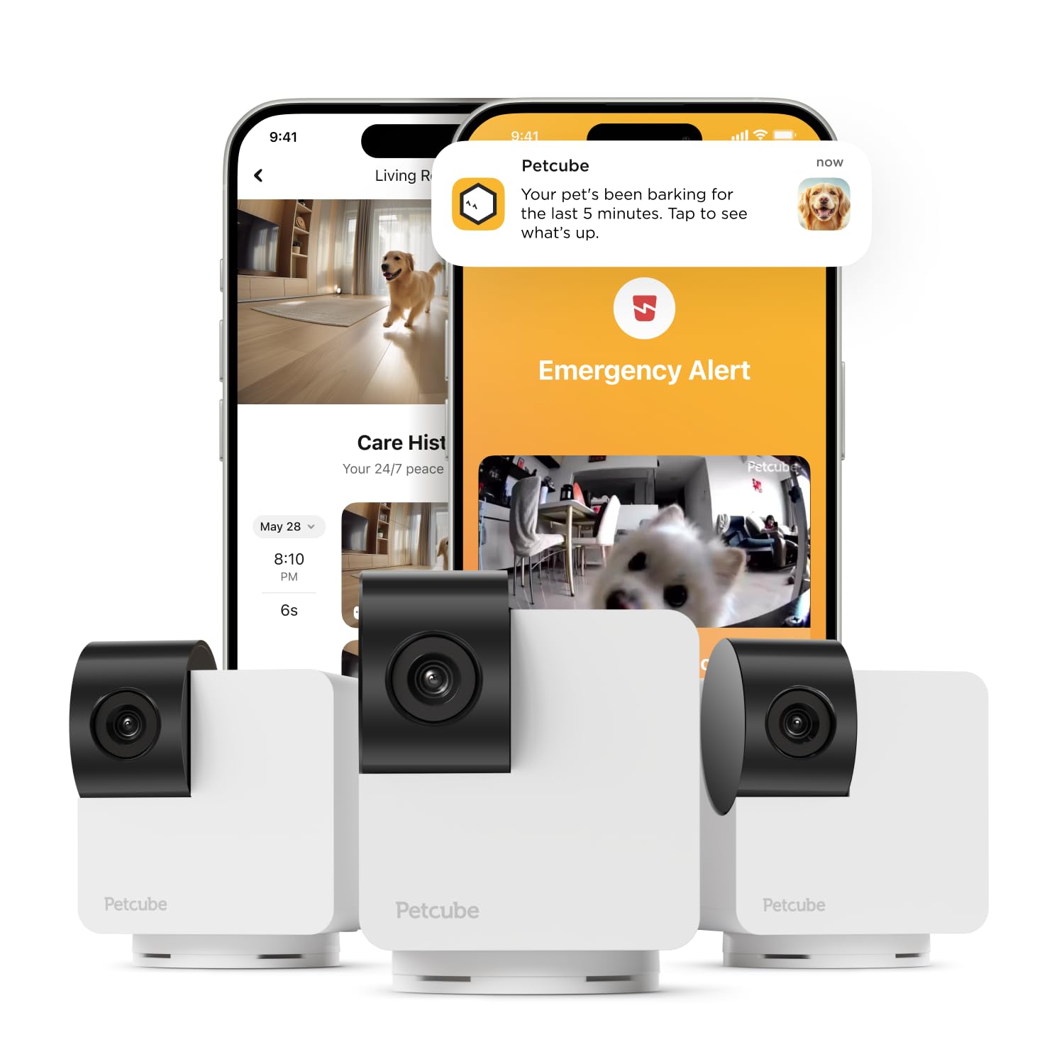 Petcube Cam 360 The Pack Of 3 Camera | Ultimate Interactive Wifi Pet And Home Security Pan-Tilt Camera With Phone App, 1080P Hd 