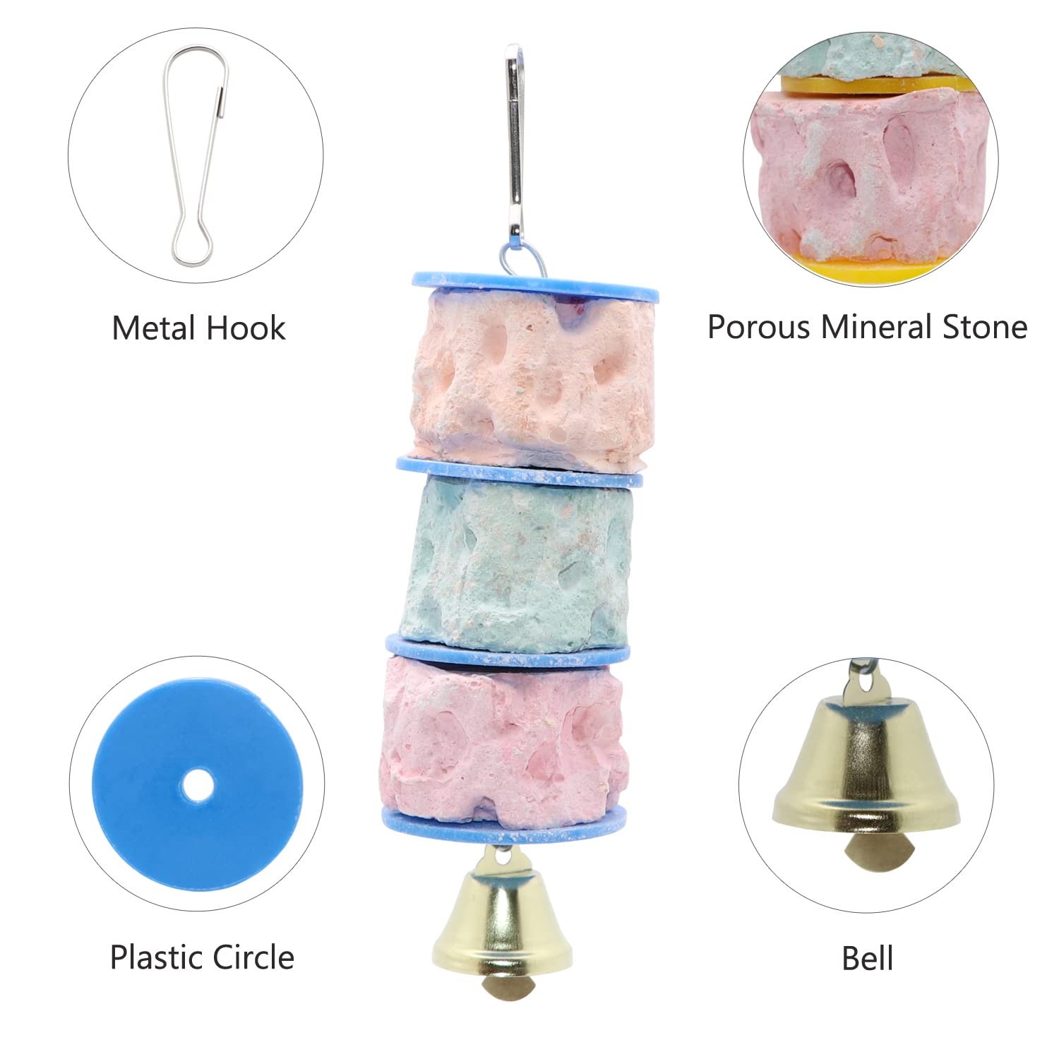 Bird Calcium Teeth Grinding Chew Treats Toy for Parrot Parakeet Cockatiel Conure Gerbil Rat Mouse Guinea Pig Chinchilla