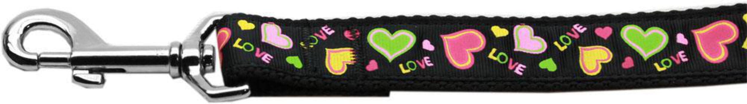 Pet Dog & Cat Nylon Collar or Leash, "Neon Love" 5/8" w x 6 ft. leash