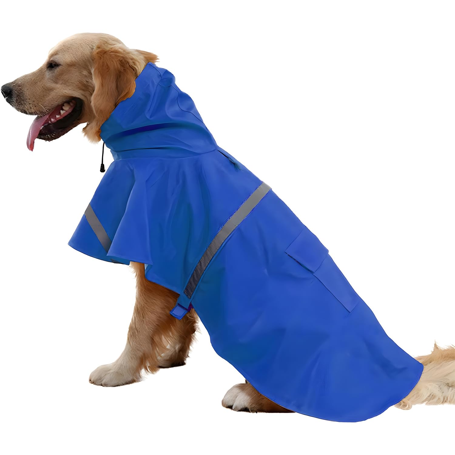 NACOCO Large Dog Raincoat Adjustable Pet Water Proof Clothes Lightweight Rain Jacket Poncho Hoodies with Strip Reflective (XL, L