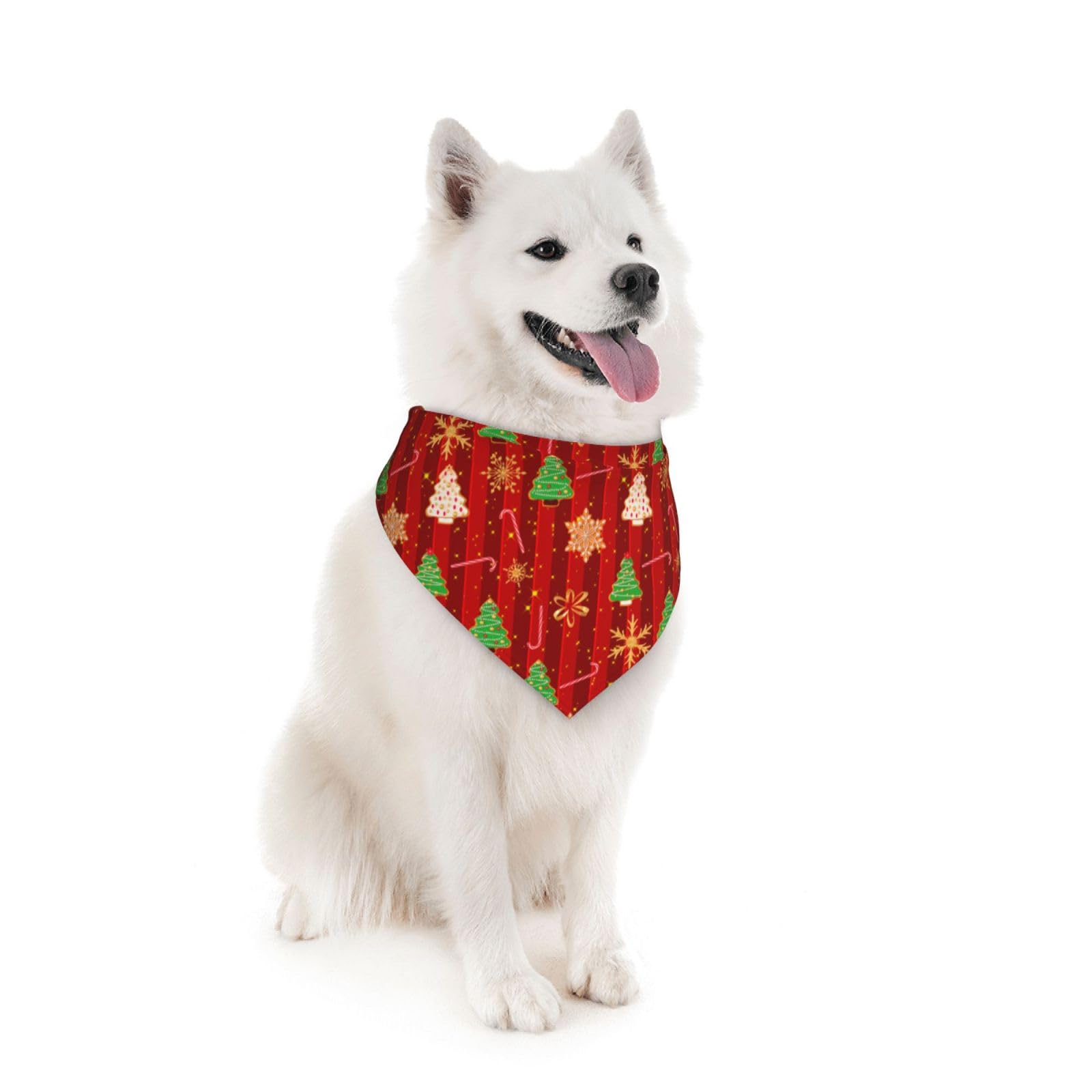 Christmas New Year Gingerbread Golden Snowflakes Tree Dog Bandana Scarf Triangle Bibs Pet Accessories Cat Kerchief