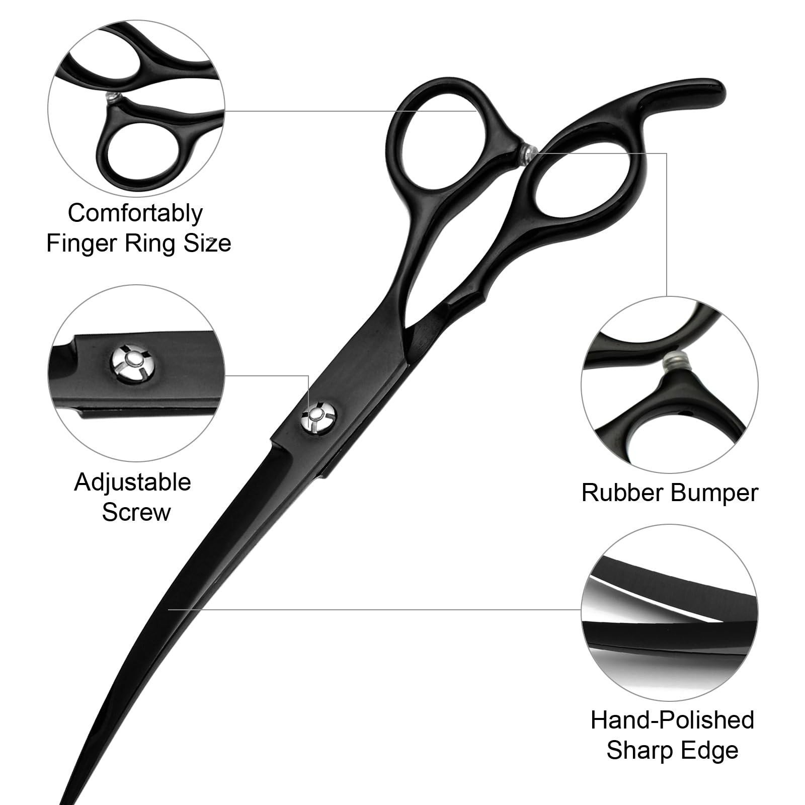 Faigeo Professional Dog Grooming Scissors Set Stainless Steel Dog Grooming Kit - Thinning, Curved Scissors And Comb For Dog Cat