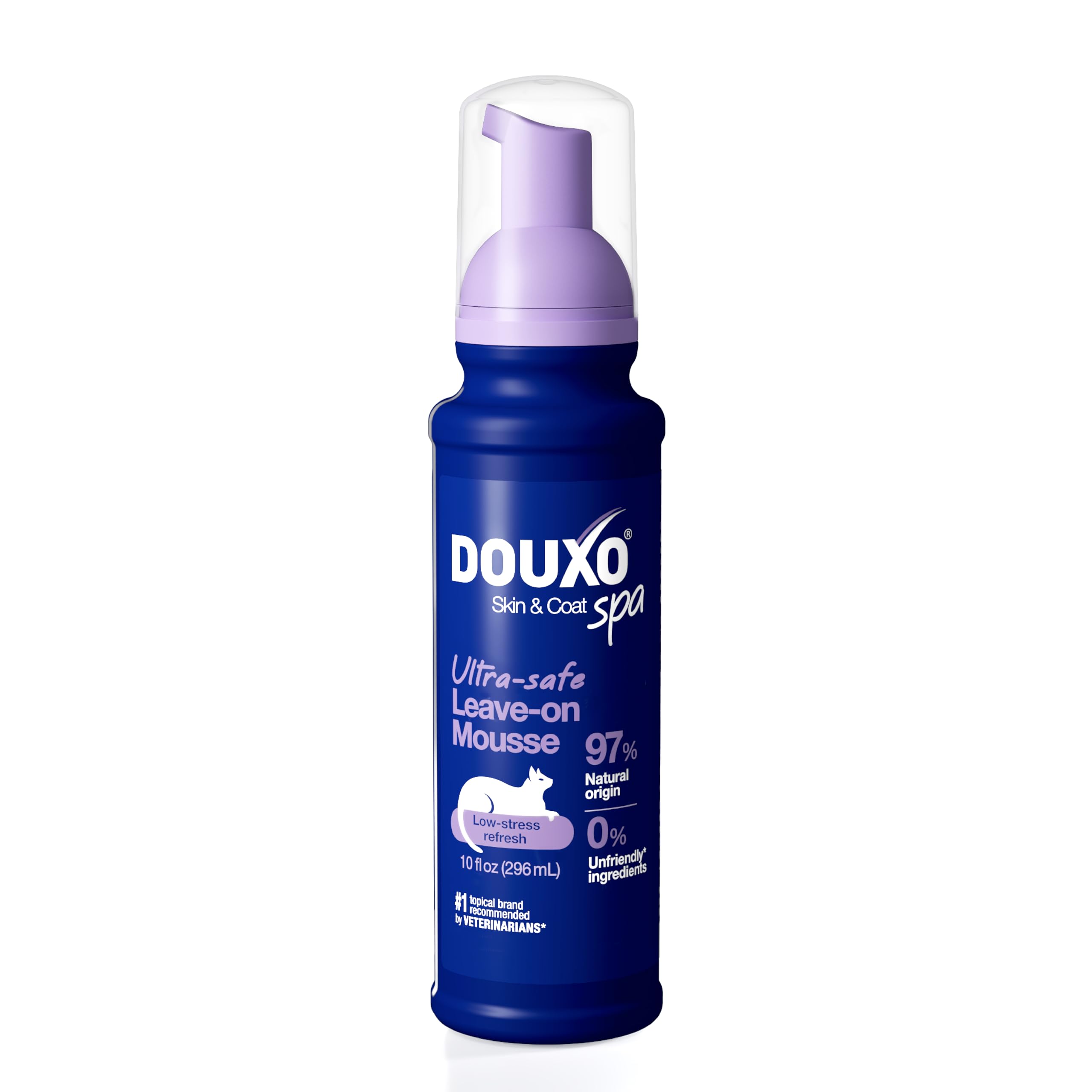 Douxo Skin & Coat Spa - Ultra-Safe Low-Stress Refresh Leave-On Mousse For Cats, 10 Fl Oz, Safely Cleans And Refreshes The Coat, 