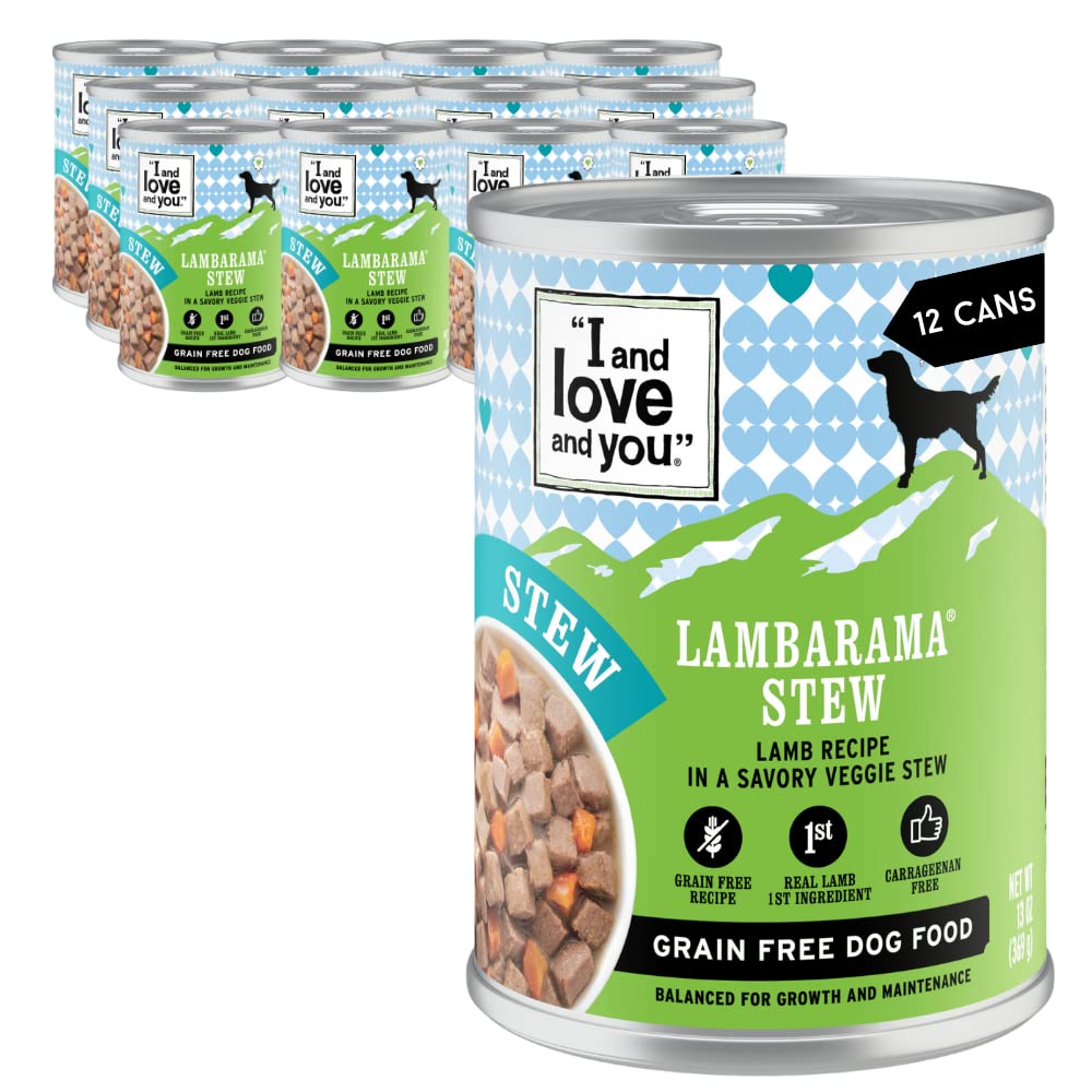 I AND LOVE AND YOU Wet Dog Food - Lambarama Stew - Lamb Recipe, Grain Free, Filler Free 13oz can, 12pk