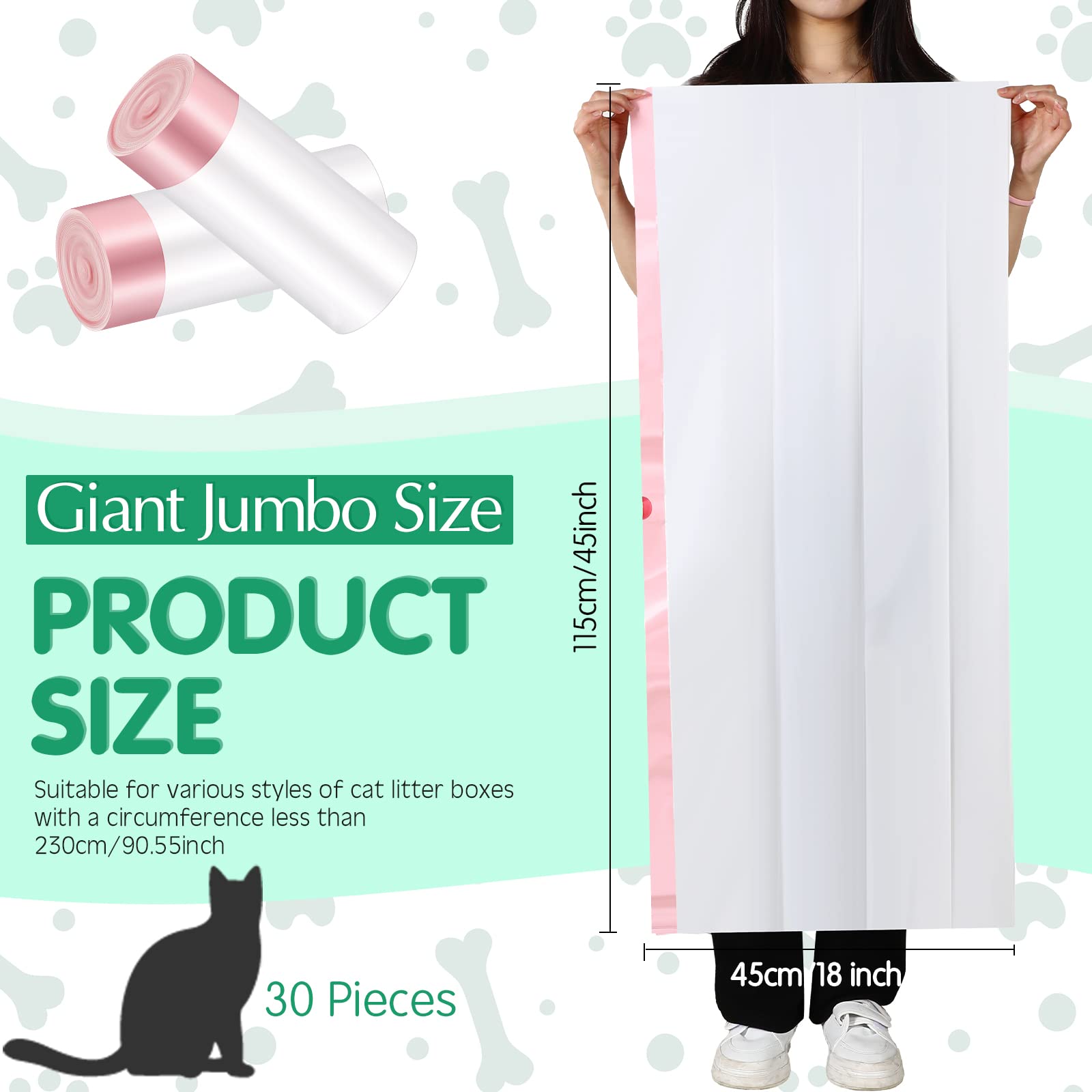 Harloon 30 Count 45 X 18 Inch Giant Jumbo Cat Litter Box Liners