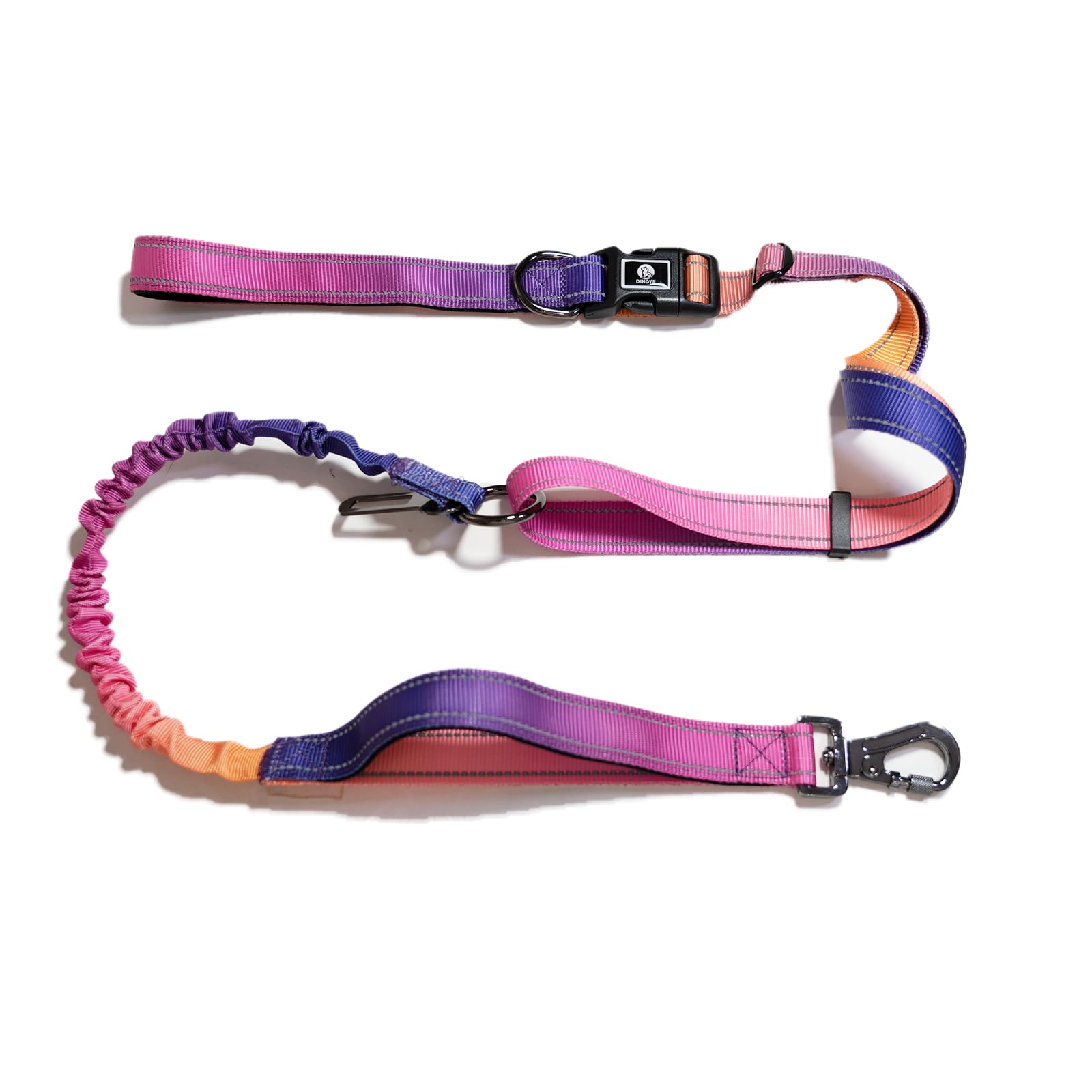 Hands-Free Dog Leash With Bungee For Large Dogs, Waist Belt & Car Seat Bel (Pink)