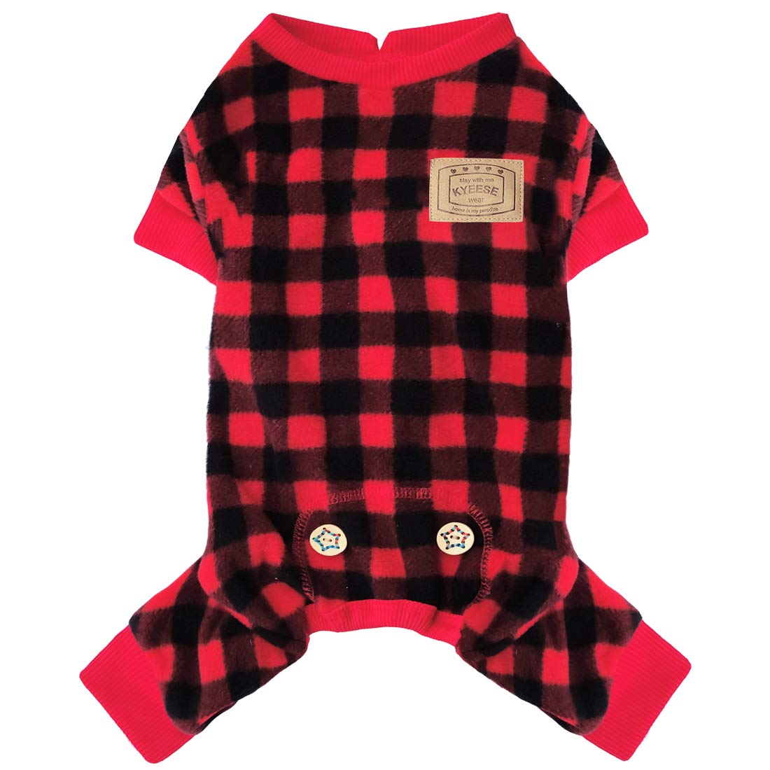 Kyeese Dog Pajamas For Small Dogs Plaid For Small Dogs Red Buffalo Check Dog Pajamas Onesie