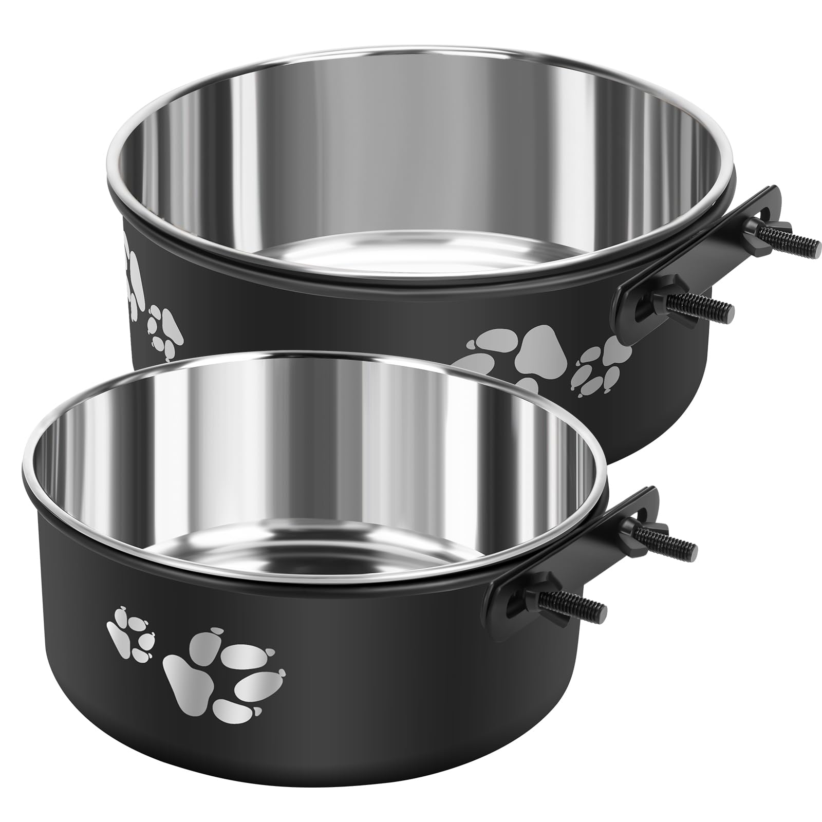 Offkitsly Kennel Water Bowl, Stainless Steel Dog Crate Water Bowl No Spill, 2 Pack Hanging Dog Bowls For Kennel Cage,Metal Pet F