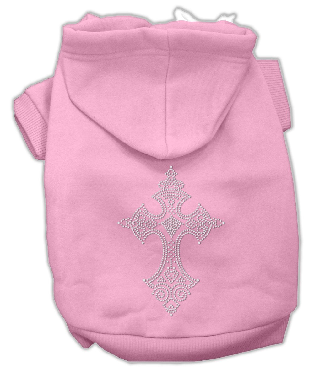 Mirage Pet Products 10-Inch Rhinestone Cross Hoodies, Small, Pink