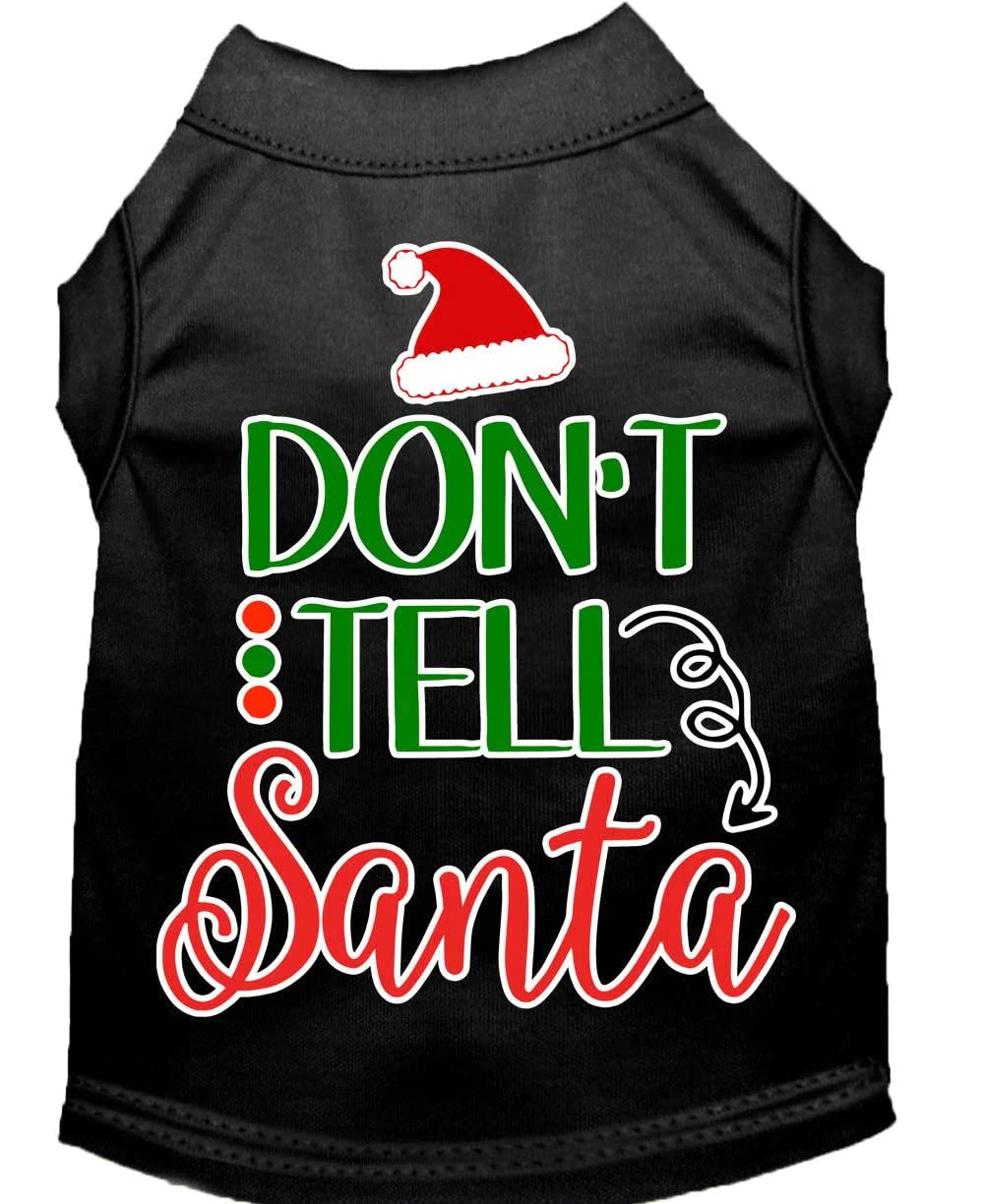 Christmas Pet Dog & Cat Shirt Screen Printed, &quot;Don't Tell Santa&quot; Yellow SM (3-6 lbs.)