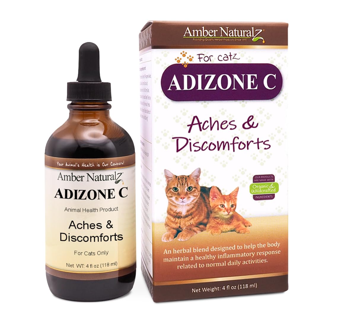 Amber NaturalZ Adizone C Herbal Supplement for Cats | Supports Healthy Inflammatory Response, Occasional Discomfort, and Normal 