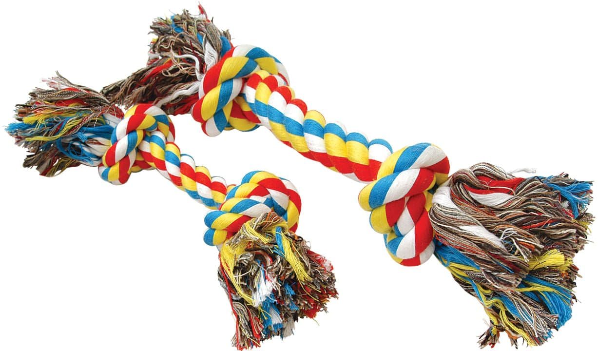 Jeffers Pet Rope Bone Dog Toy, Multi-Colored, 10' - Durable Braided Rope For Tug Of War, Chewing & Fetch - Interactive Play For