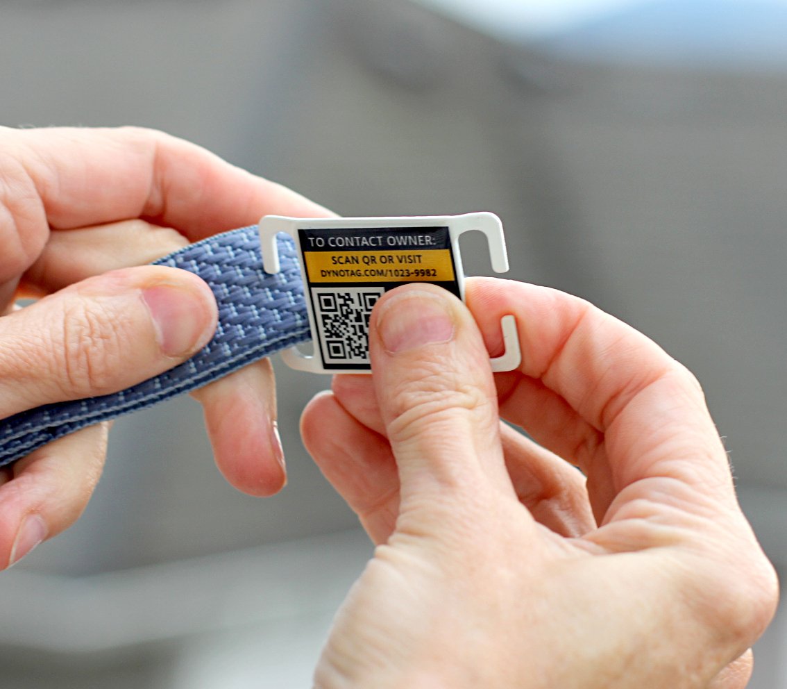 Dynotag® Web Enabled Super Pet Id Smart Tag. Slider Style W. Dynoiq™ & Lifetime Recovery Service (Open Slot, Tag Only, For 3/4 Inch Collar Band)