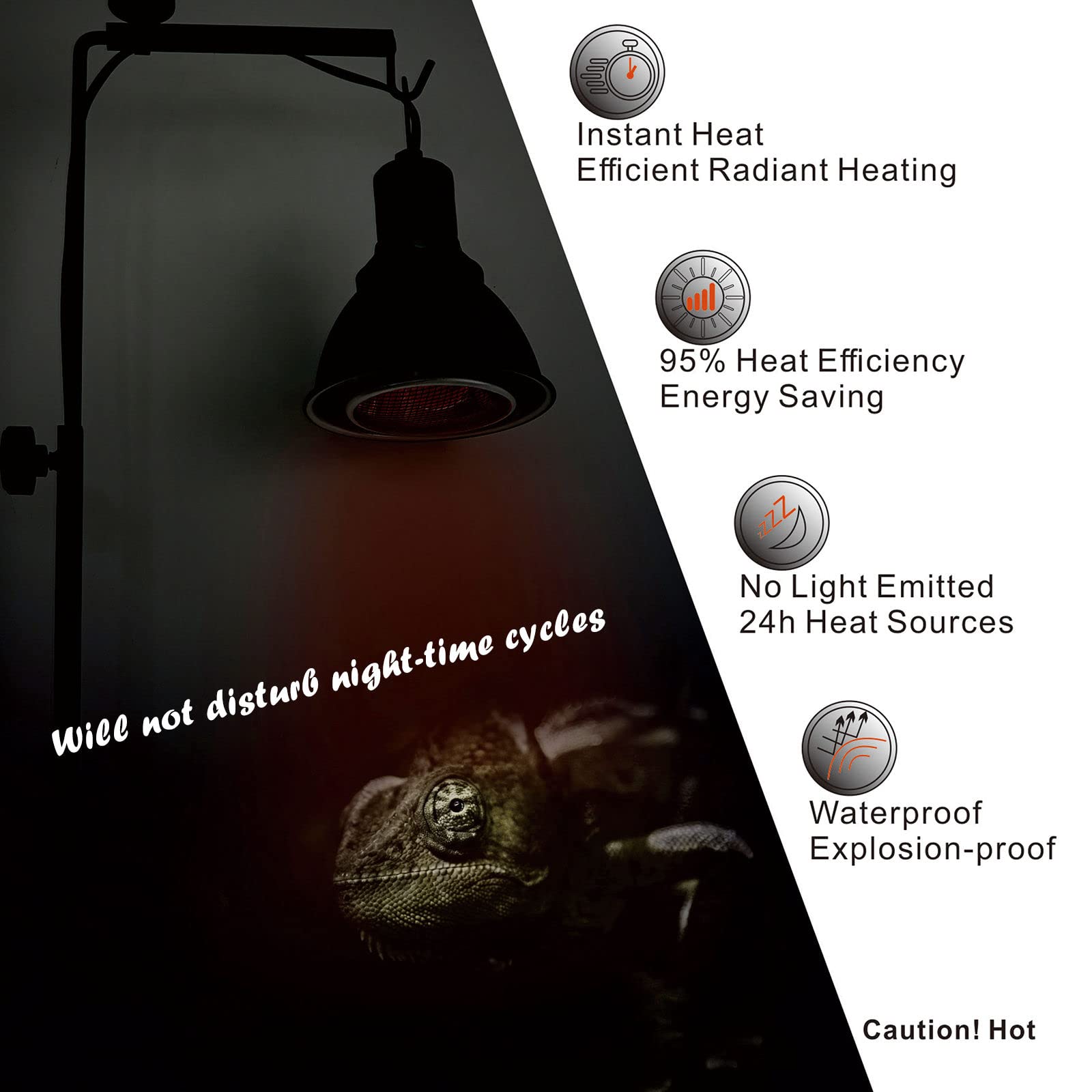ExoRepti Deep Heat Projector Reptile Heat Lamp Bulb (DHP 160W, PAR38), Basking Light for Bearded Dragon & Leopard Gecko, Carbon