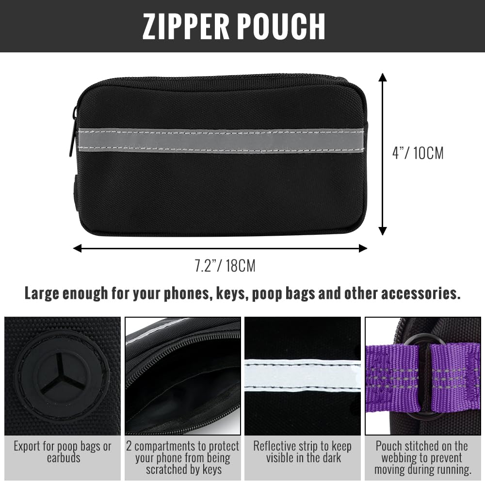 Plutus Pet Hands Free Dual Handle Retractable Bungee Leash With Reflective Stitches, Adjustable Waist For Dogs Walking, Jogging,