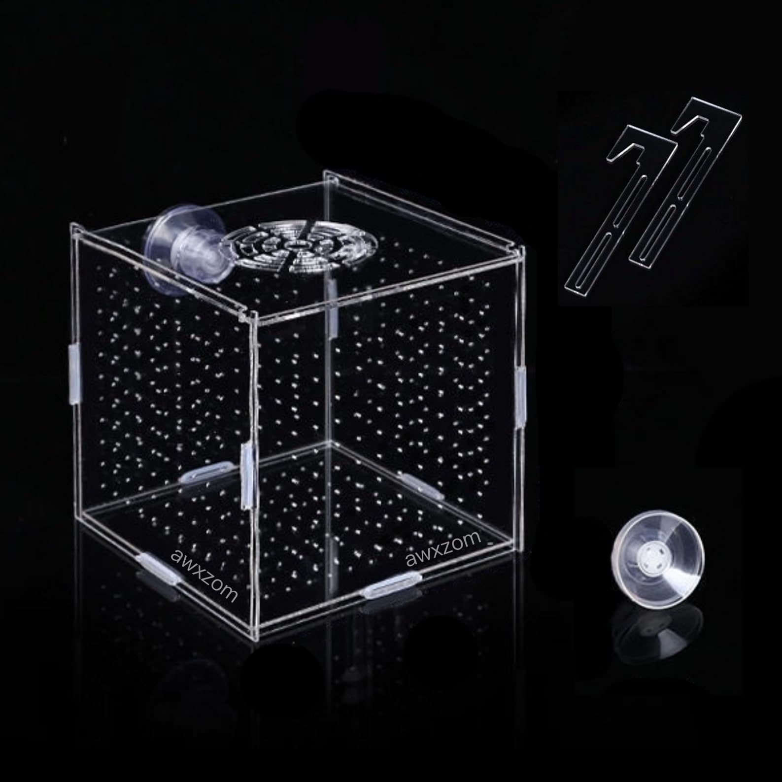 Awxzom Acrylic Fish Breeding Box, Acrylic Fish Isolation Box, Fish Separator For Aquarium, Hatchery Incubator With Suction Cups 