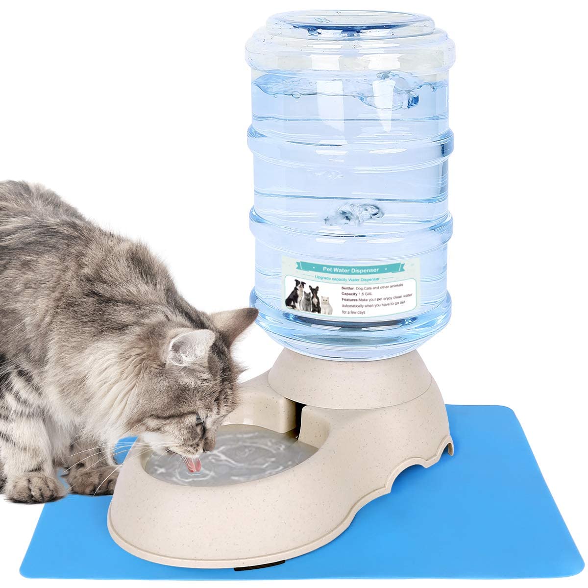 Toriox Automatic Food Water Dispenser, Plastic Pet Automatic Feeder Bowl Dog Cat Drinker Feeding Dish Large Capacity SelfDispen