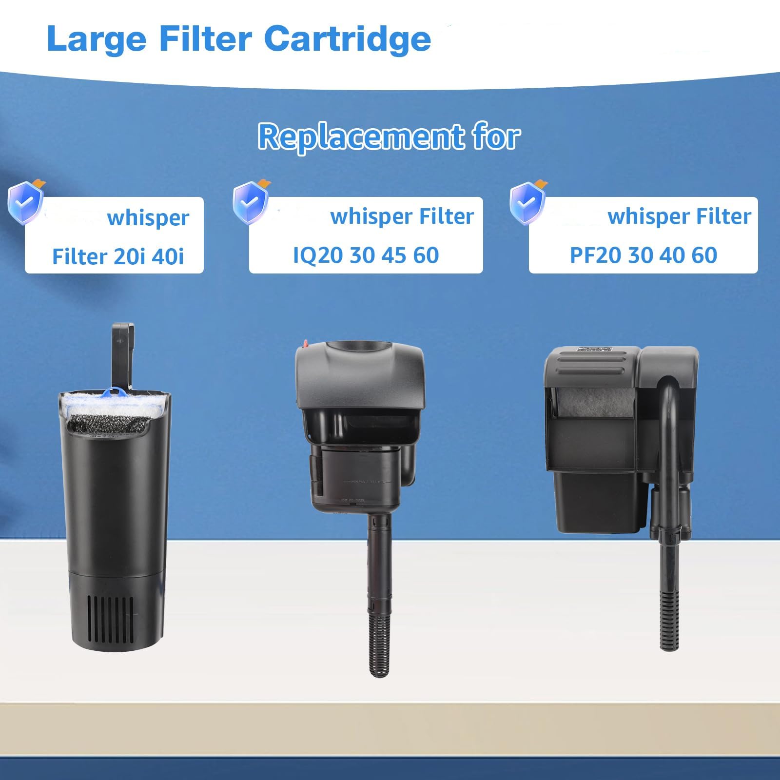 6 Count Assembled Large Filter Cartridges Compatible With Tetra Whisper Bio-Bag Filters 20I 40I Iq20/30/45/60 Pf20/30/40/60, Lar