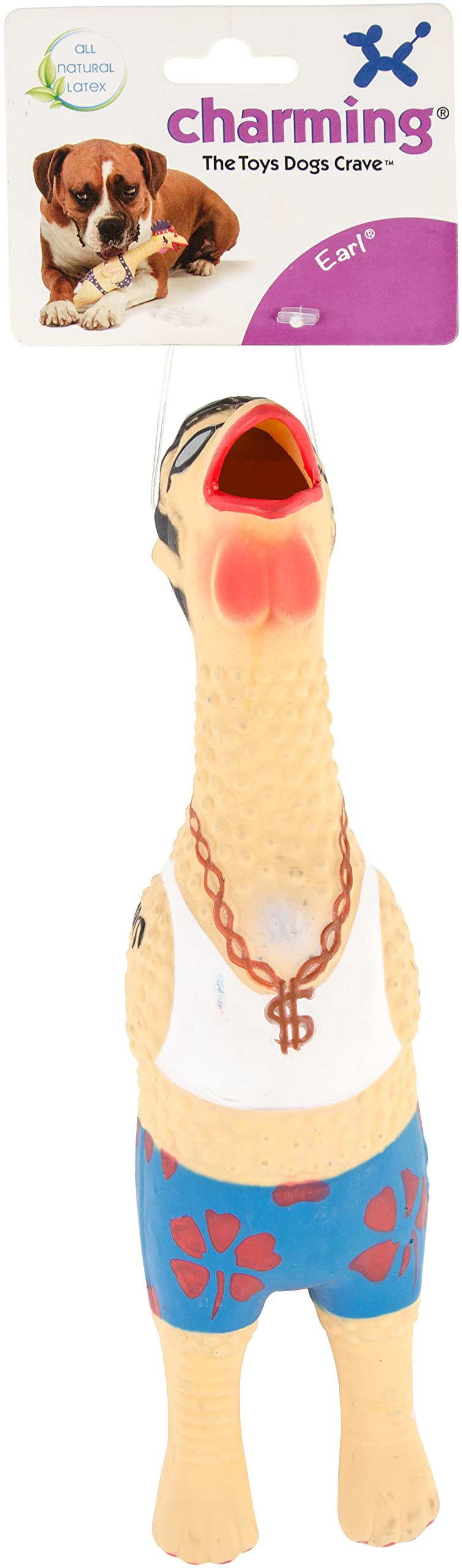 Charming Pets Earl Chicken Squawkers Large Dog Toy