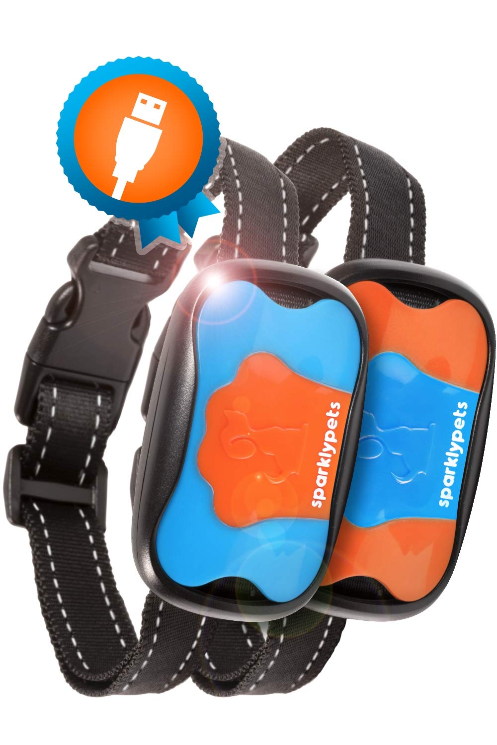 Humane Dog Bark Collar 2 Pack | Anti Barking Training Collar | Vibrating, No Shock Stop Barking For Small Medium Large Dogs | Ex