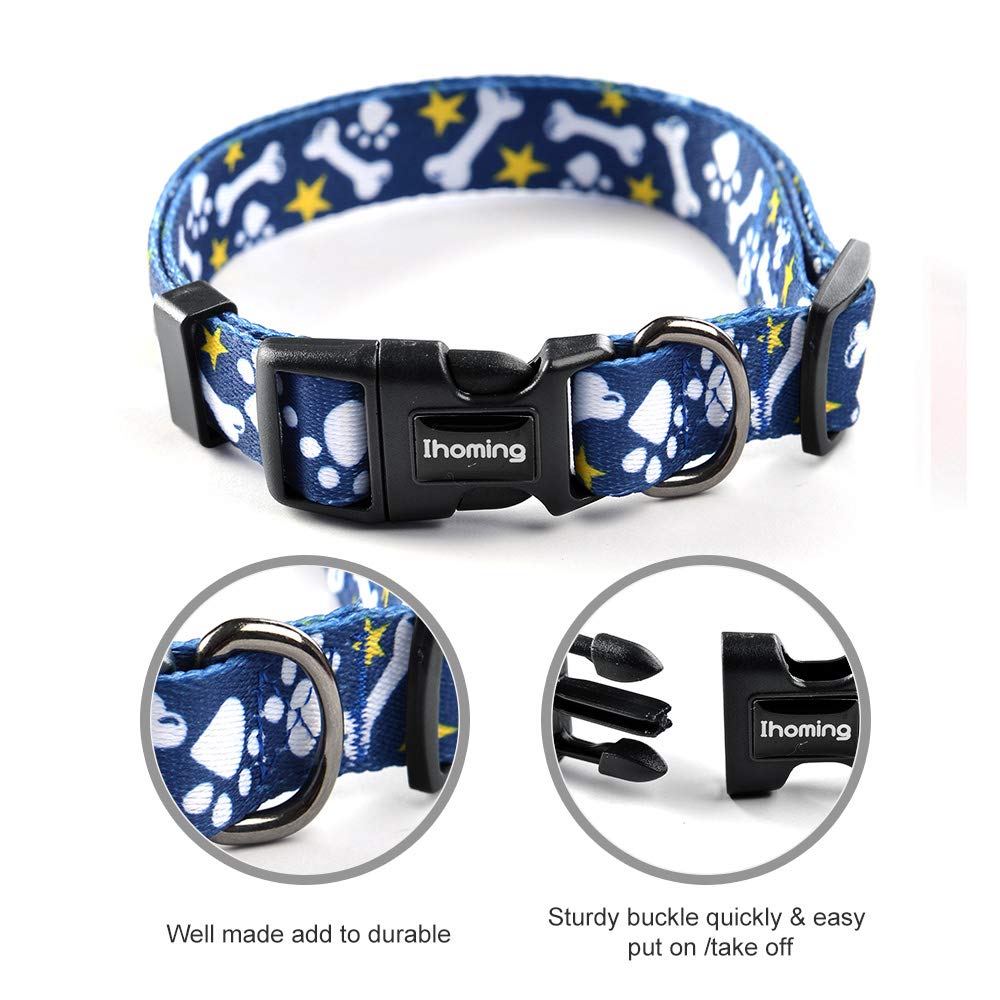 Ihoming Dog Collar And Leash Set For Daily Outdoor Walking Running Training, Bone Design For Large Boys Girls Dogs Cats Pets, L-