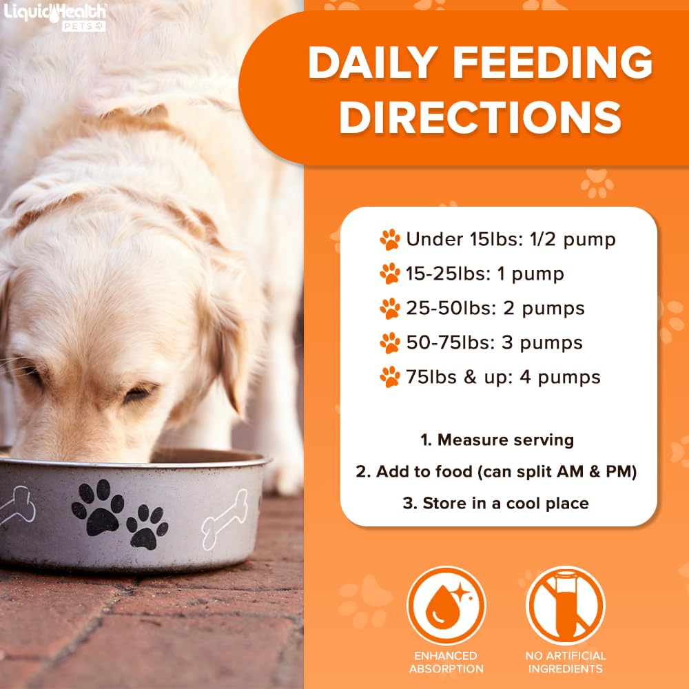 Liquid Health Pets K9 Omega 3 Fish Oil for Dogs - Liquid Omega 3 for Dogs with EPA + DPA + DHA, Dog Shedding Suplement May Reduc