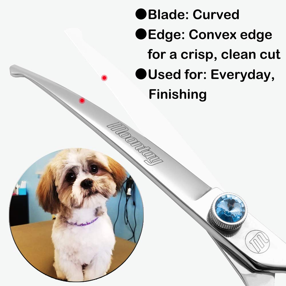 Moontay Professional Dog Grooming Straight, Curved, Thinning/Blending/Chunking Scissors Kit, Jp-440C Stainless Steel Pet Cat Hai