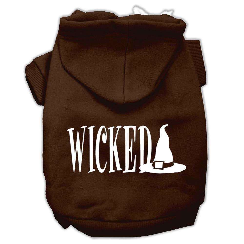 Halloween Pet Dog & Cat Hoodie Screen Printed, &quot;Wicked&quot; Brown XS (0-3 lbs.)