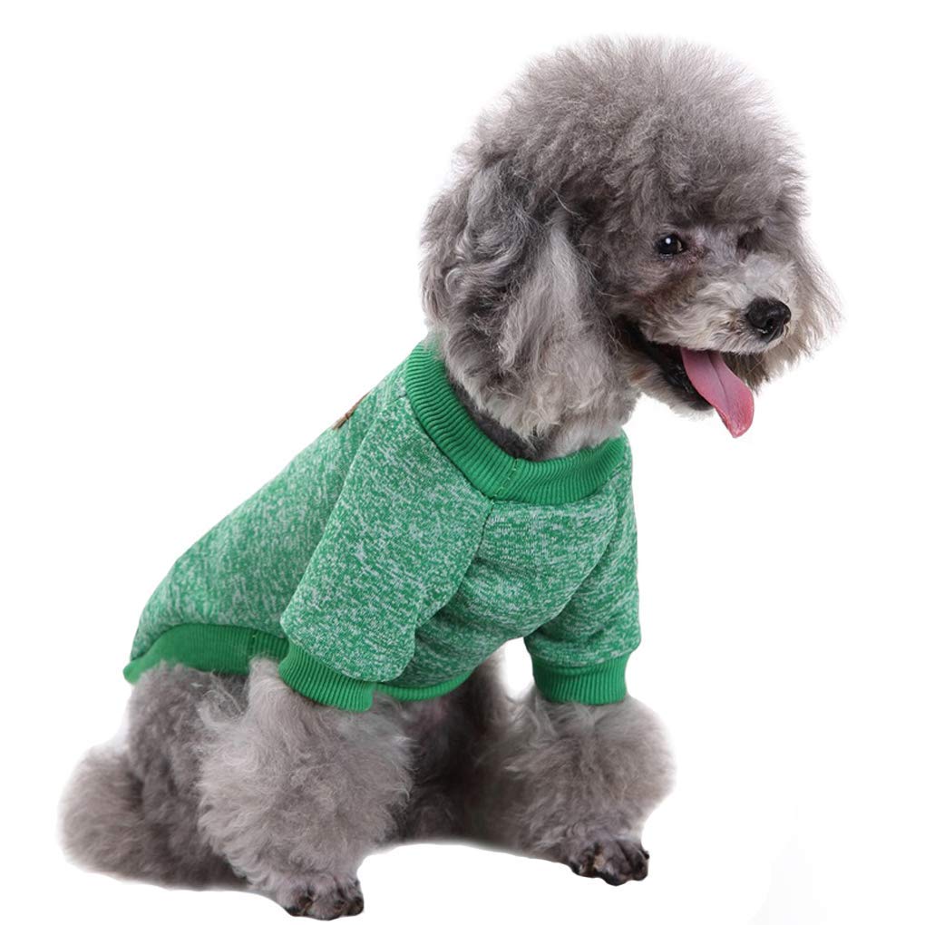 Chborless Pet Dog Classic Knitwear Sweater Warm Winter Puppy Pet Coat Soft Sweater Clothing For Small Dogs (Xs, Green)