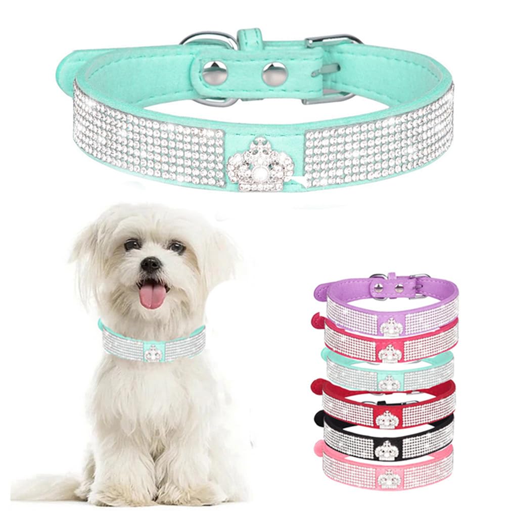 Light Blue Rhinestone Dog Collars For Large Dogs, Diamond Bling Dog Collar Pretty Jewel Glitter Sparkly Pet Collars For Xxs Xs S