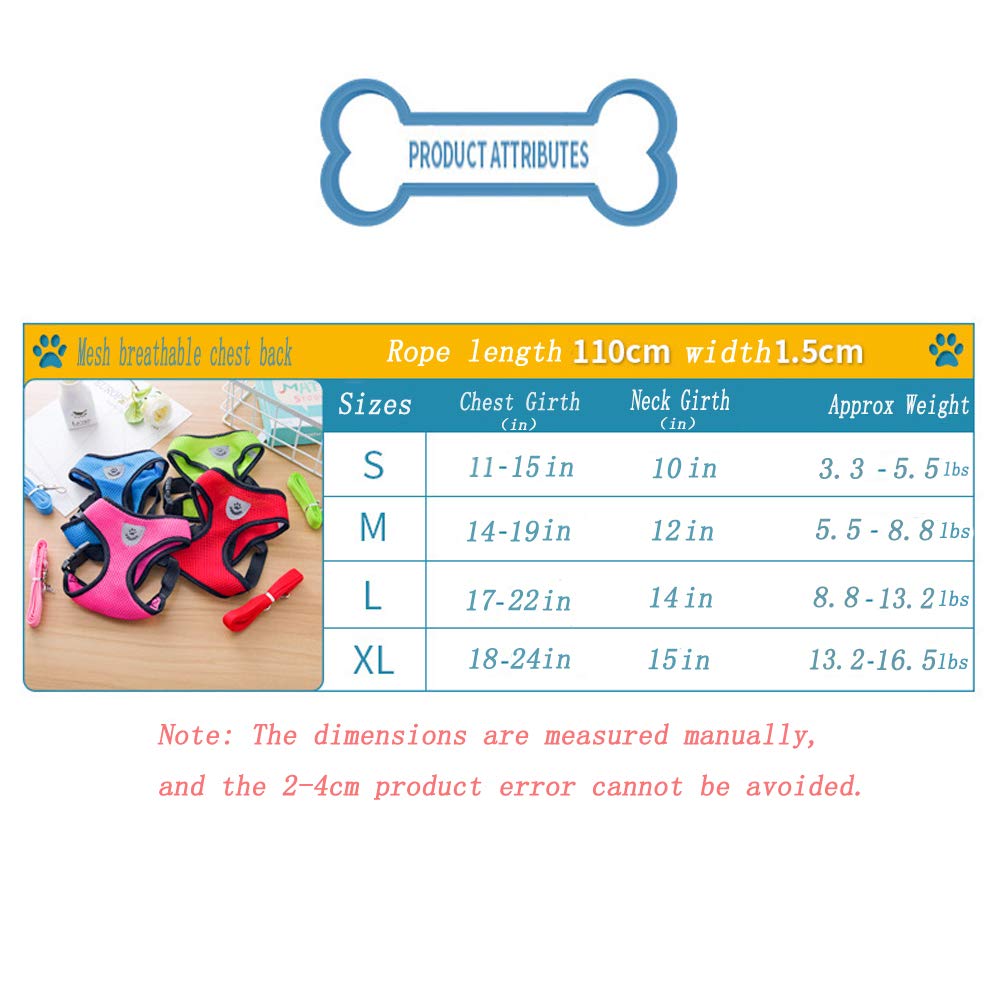 Soft Mesh Dog Harness Vest, Small Dog Harness, Night Reflective Adjustable Mesh Harness With Padded Vest And Leash(Pink)