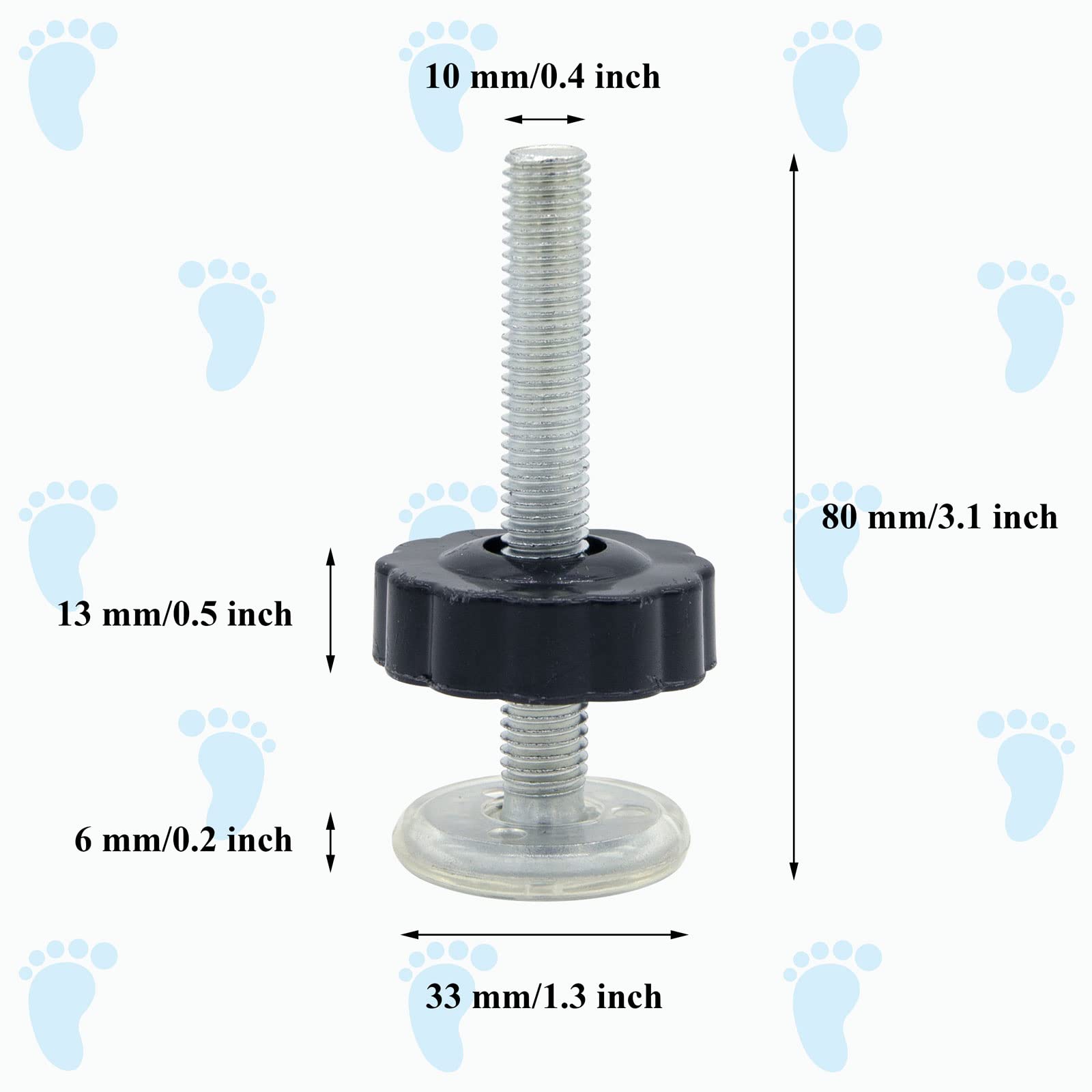 2 Set M10 Baby Gate Adapter With Baby Gate Wall Protector, 10Mm Baby Gate Extender Pressure Gates Threaded Spindle Rods, Replacement Bolt Part For Baby & Pet Pressure Mounted Safety Gates