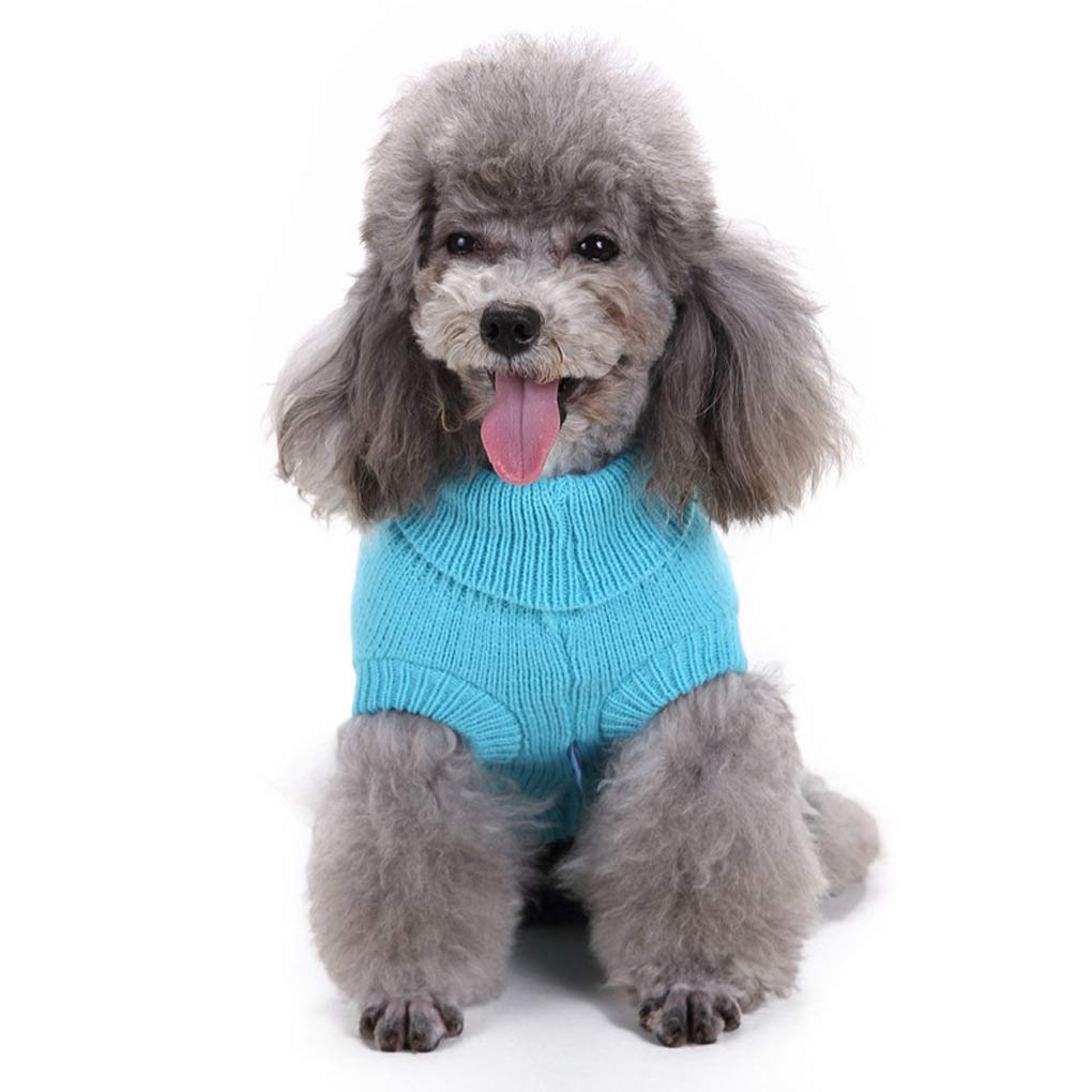 Bwealthest Puppy Sweater - Warm Doggie Unisex Sweater Clothes, Cute Knitted Classic Dog Coat, Dog Sweater, Pet Dog Sweatshirt Apparel (Large, Light Blue)