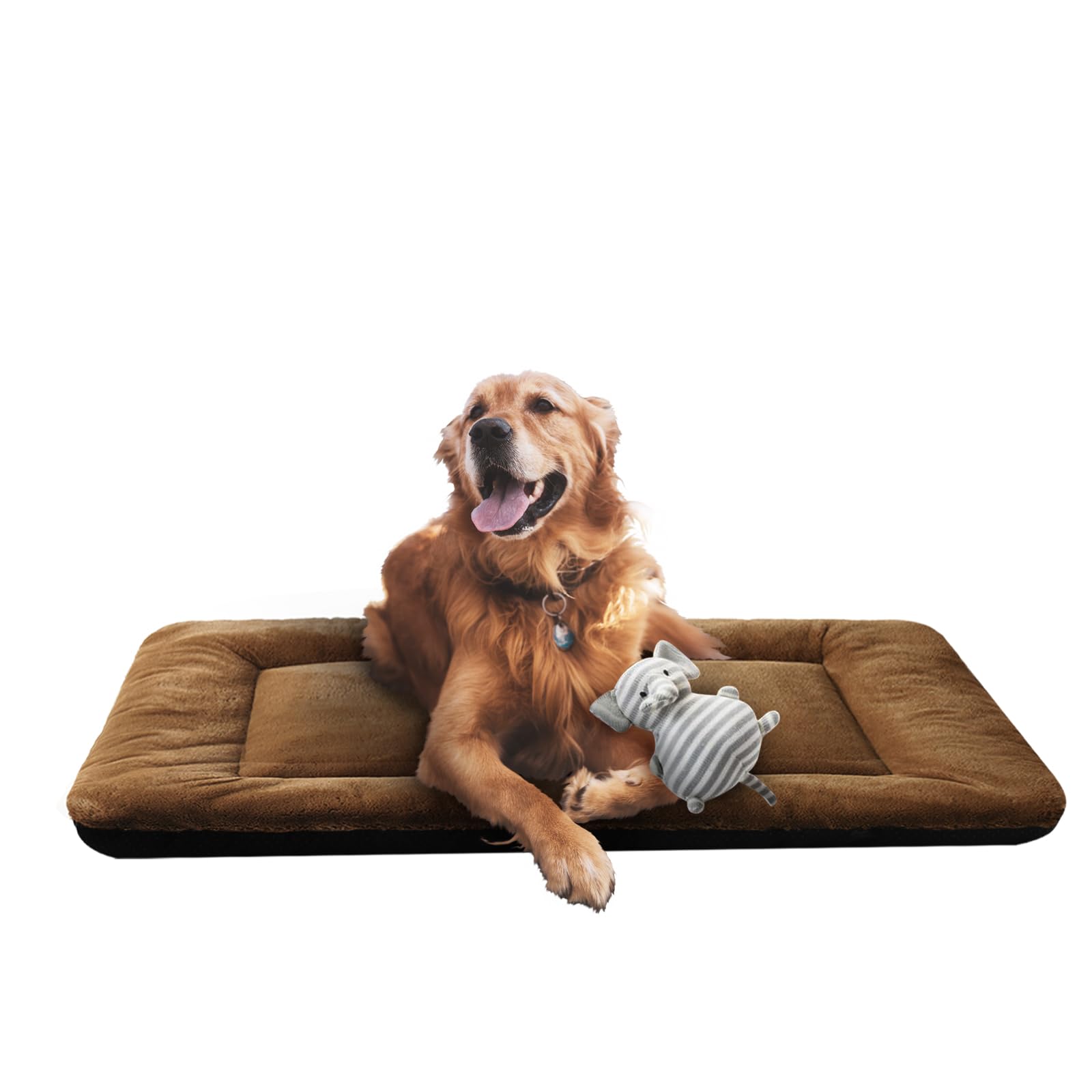 Dog Beds Crate Pad For Large Dogs Fit Metal Dog Crates,Ultra Soft Dog Crate Bed Washable & Anti-Slip Kennel Pad For Dogs Cozy Sleeping Mat,Brown 42Inch