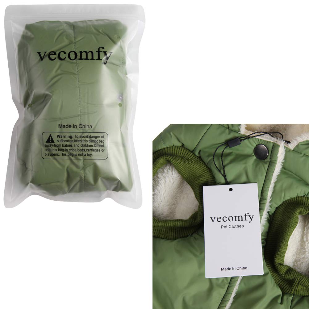 Vecomfy Fleece Lining Extra Warm Dog Hoodie In Winter For Large Dogs Jacket Pet Coats With Hooded Green Xl