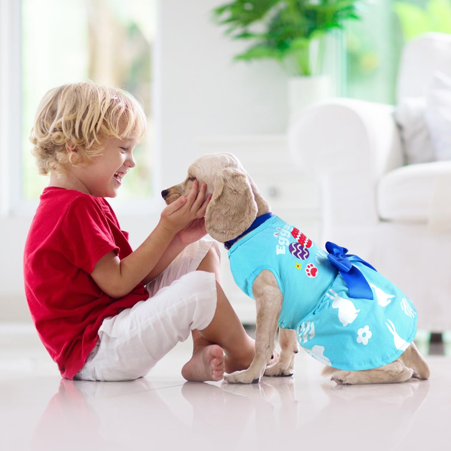 Baobicute Dog Easter Outfit - Cute Happy Easter Day Dress - Bunny Eggs Easter Dog Cat Clothes - Pink Tulle Pet Doggie Apparel -