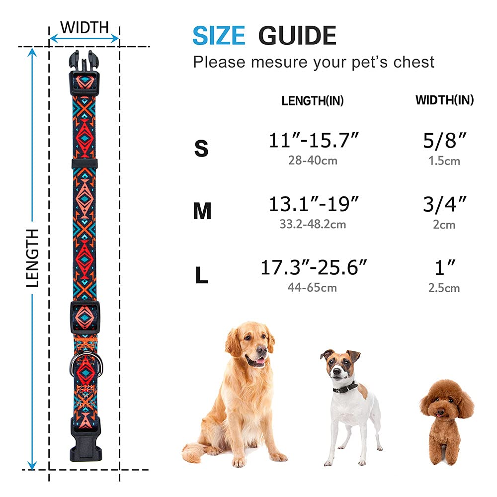 Rhea Rose Tribal Dog Collar Aztec Pattern Adjustable Collars Medium