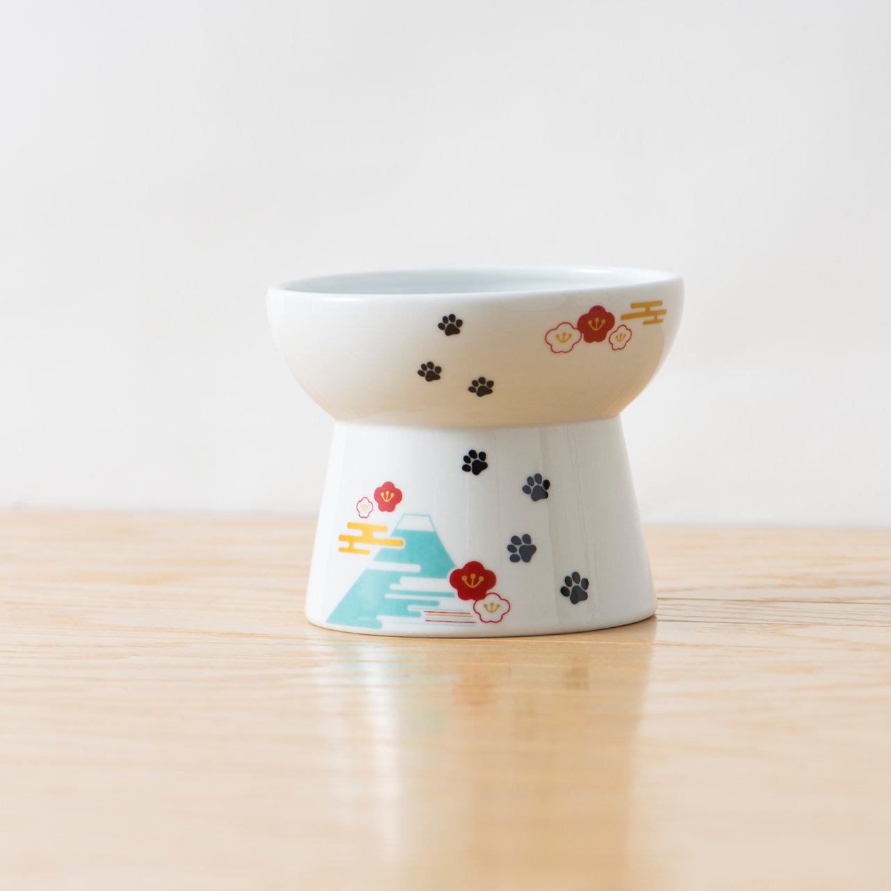 Necoichi Raised Cat Food Bowl - Ceramic Elevated Cat Bowl for Whisker & Neck Fatigue, Dishwasher Microwave Safe - Non-Slip & Ant